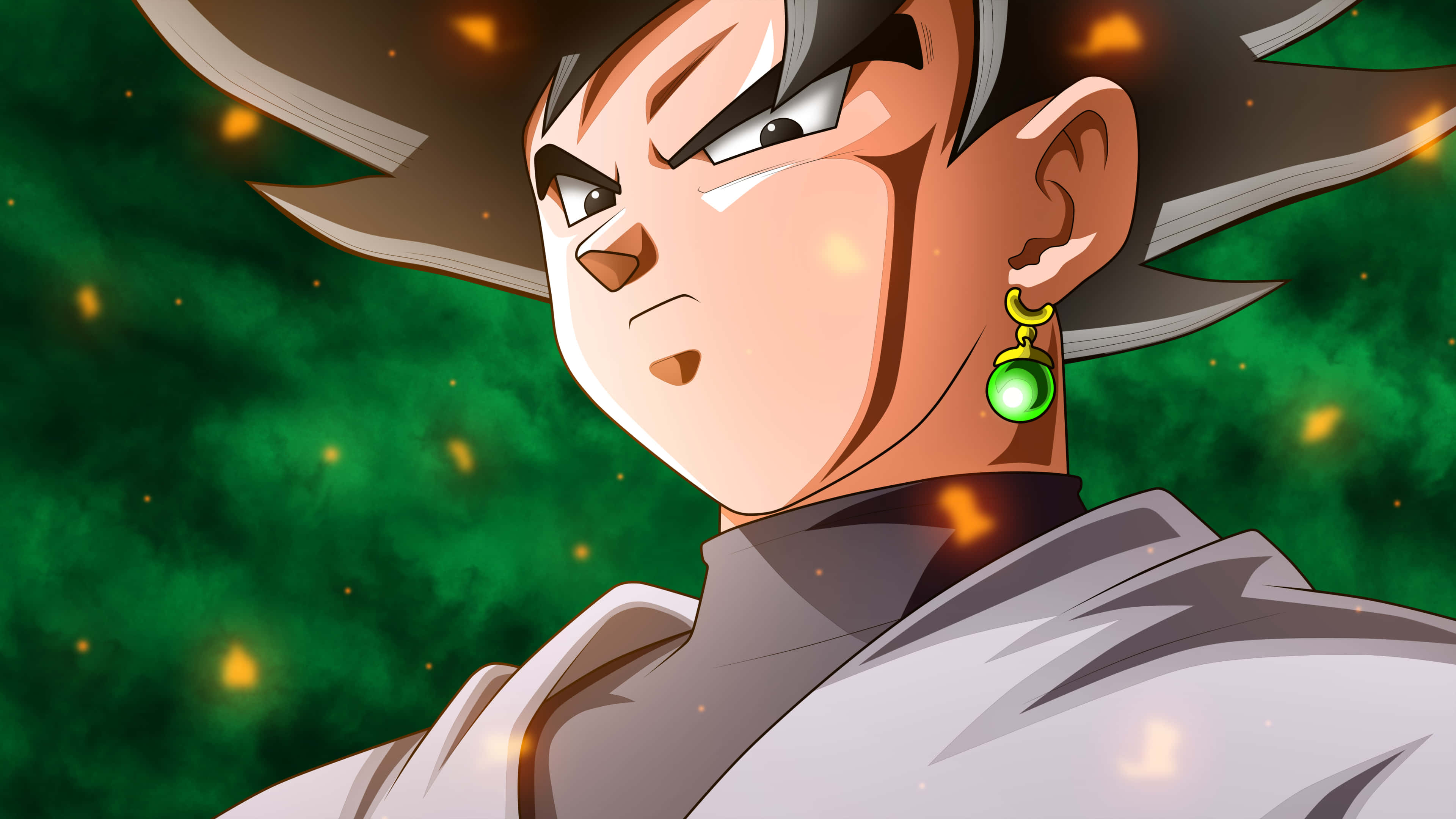 Goku Black, spiky black hair, green earring, 4K Desktop Wallpaper