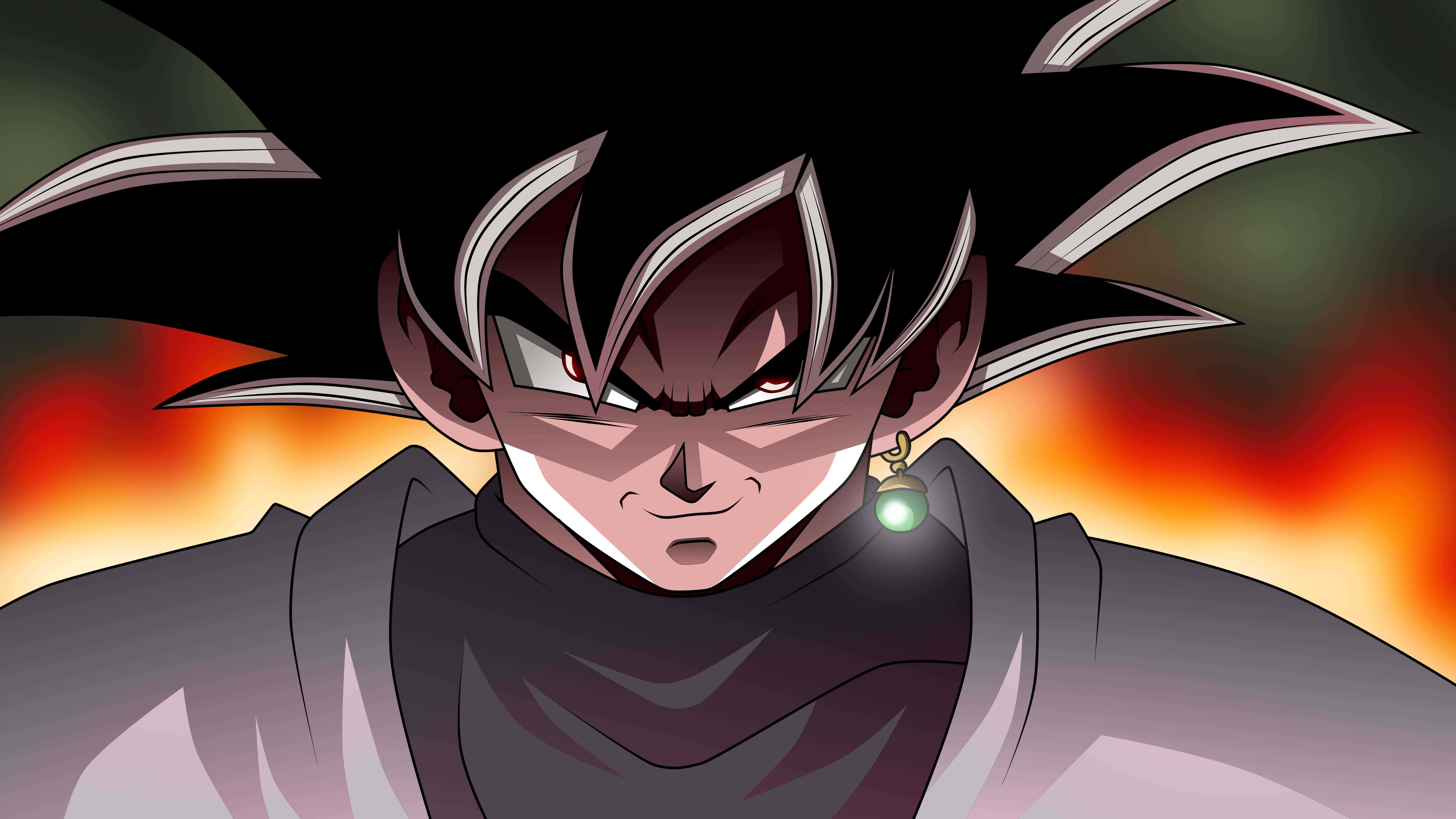 Goku Black, black spiky hair, glowing eyes, 8K Desktop Wallpaper