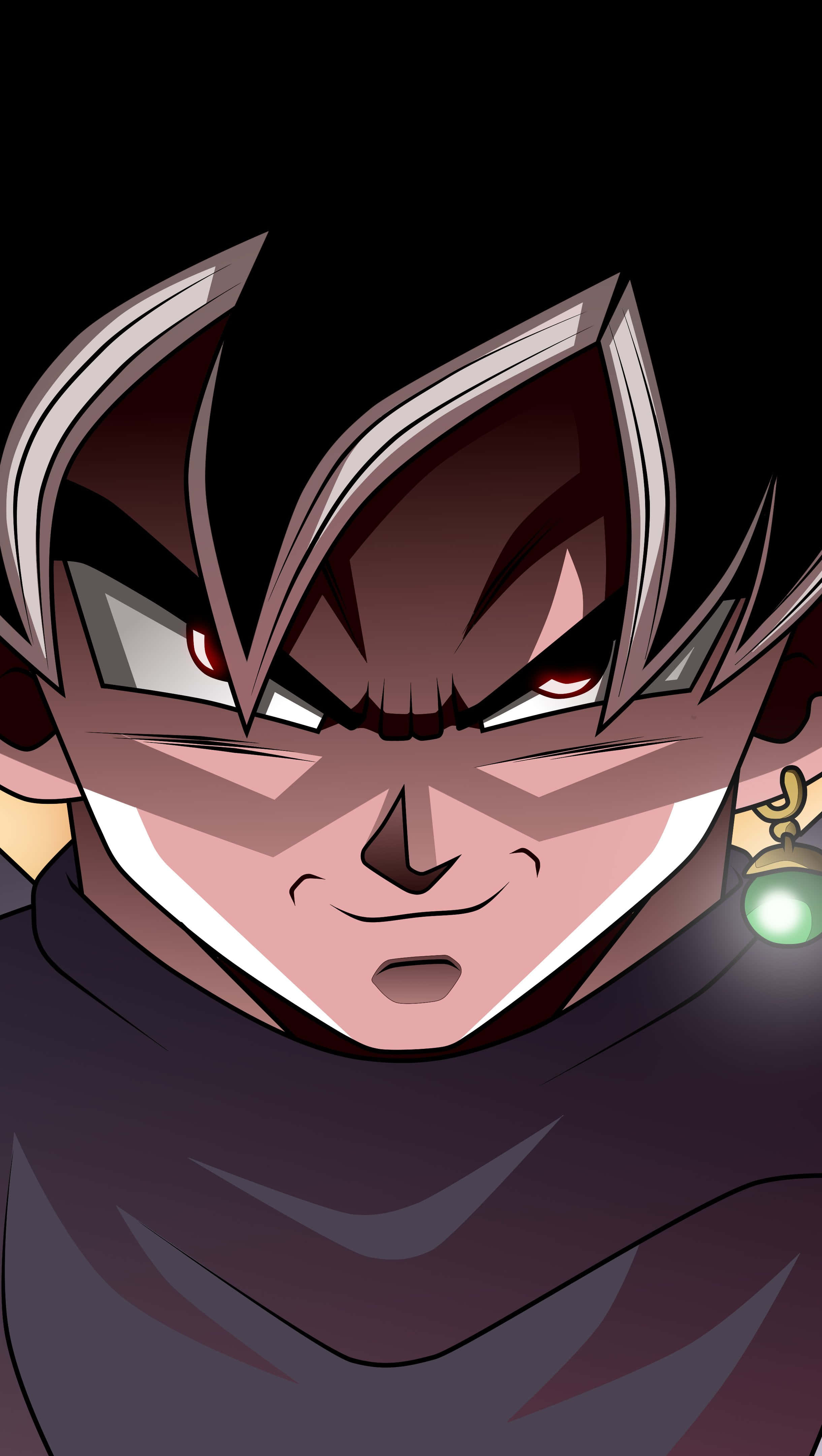 Goku Black, red eyes, green earring, 4K Phone Wallpaper