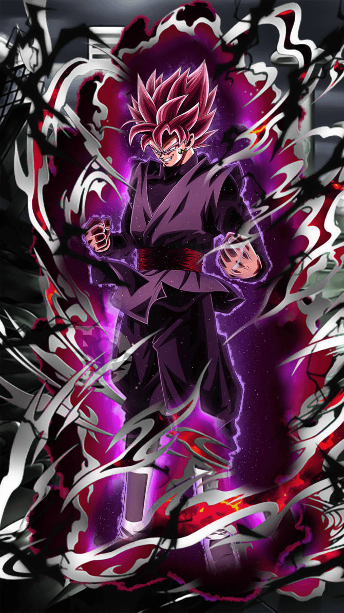 Goku Black, spiky pink hair, purple aura, SD Phone Wallpaper