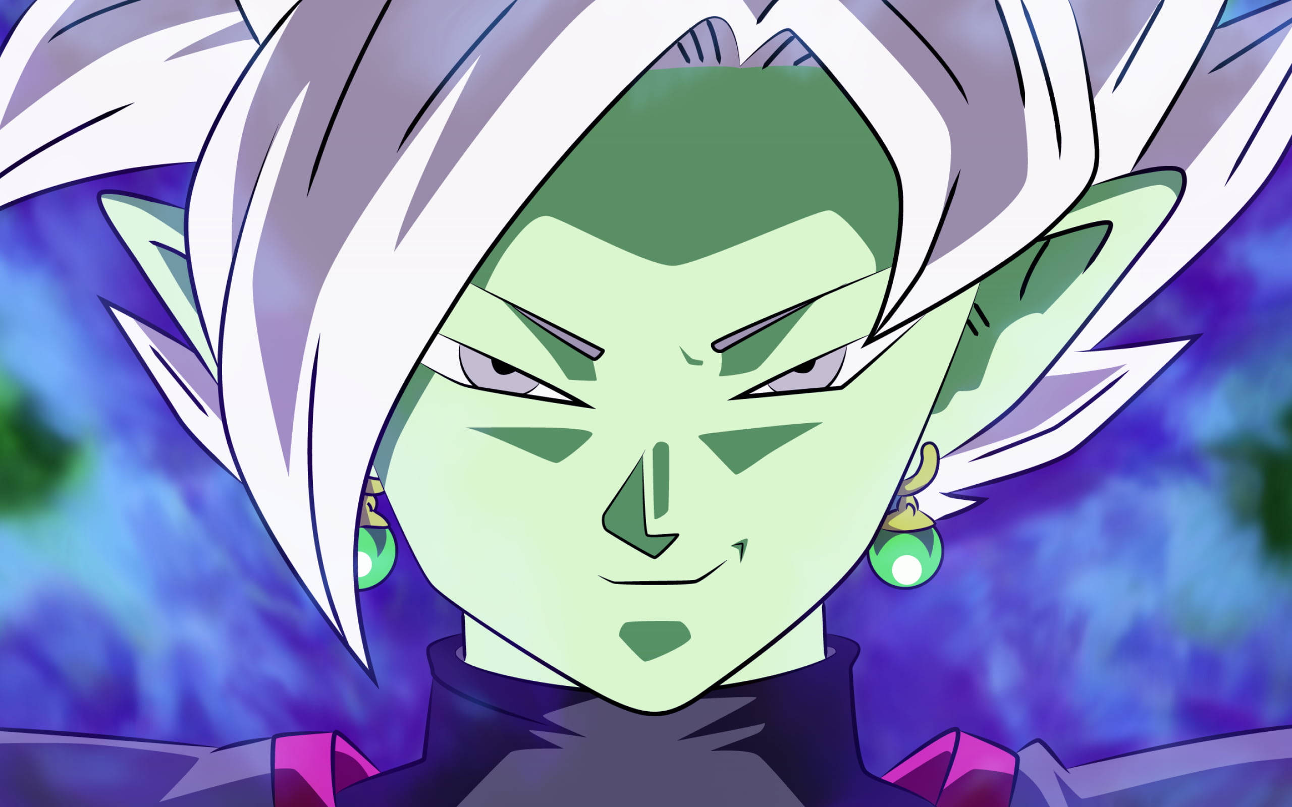 Black Goku, green-skinned, white spiky hair, 2K Desktop Wallpaper
