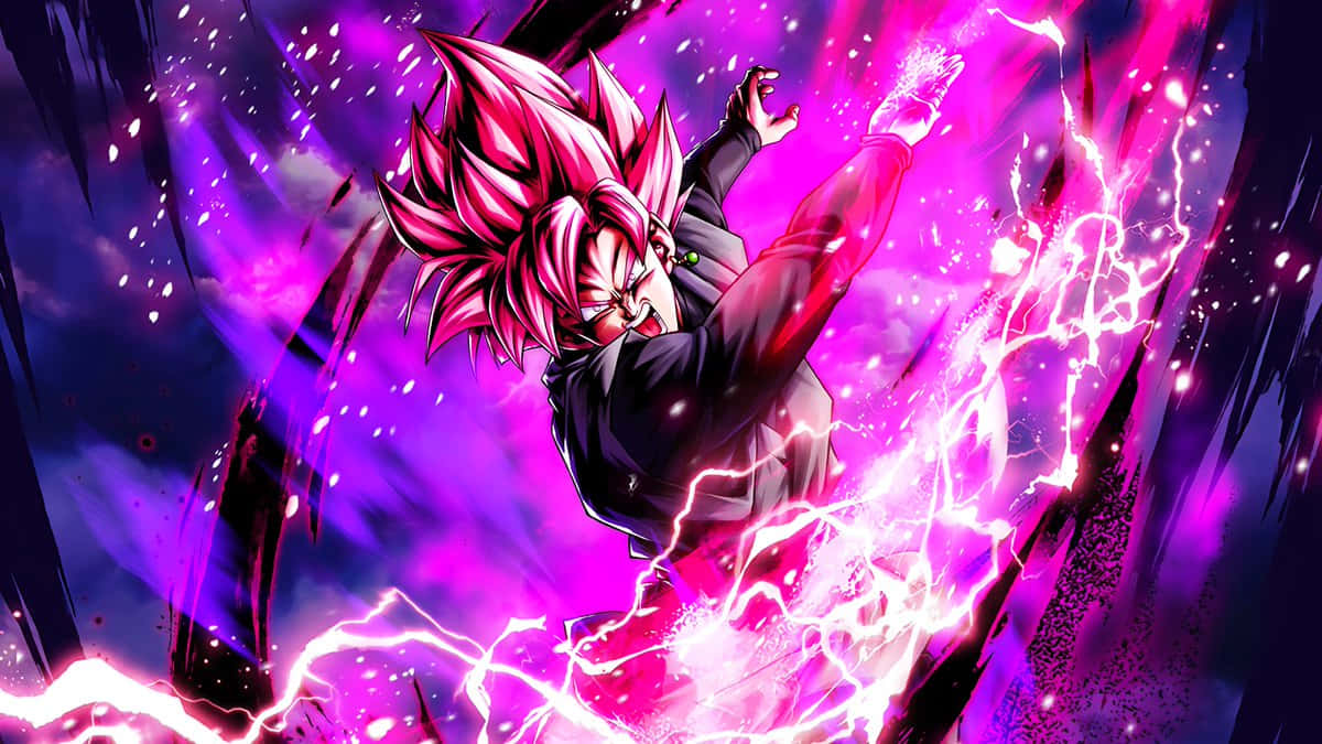 Goku Black, pink spiky hair, vibrant purple and pink cosmic storm, SD Desktop Wallpaper