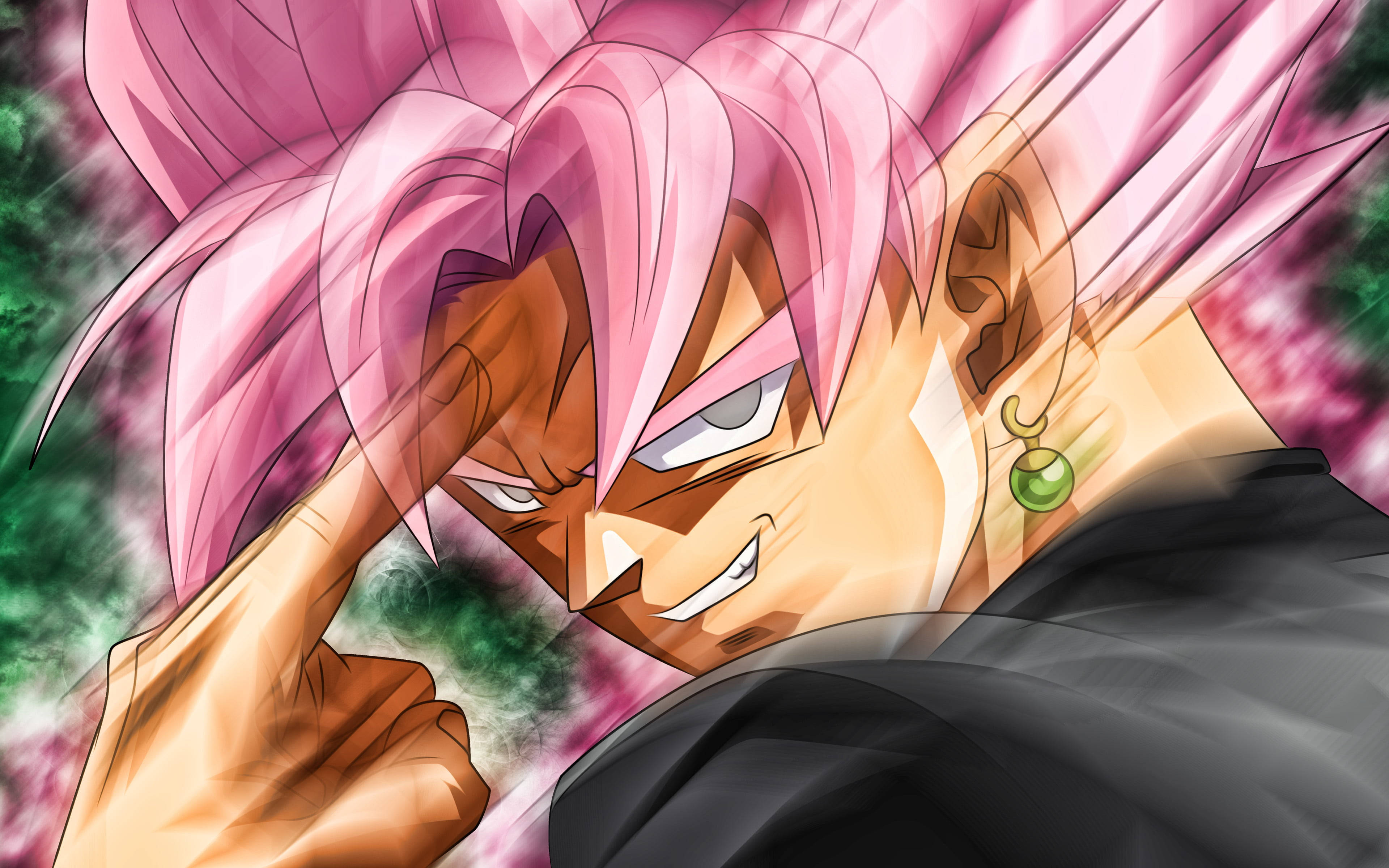 Shunkan Ido Skills, Black Goku Rose, spiky pink hair, 4K Desktop Wallpaper