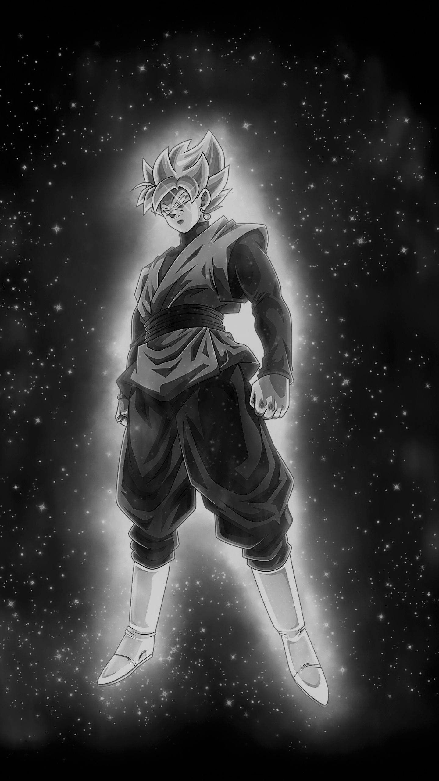 Goku Black, black and white, spiky hair, 2K Phone Wallpaper