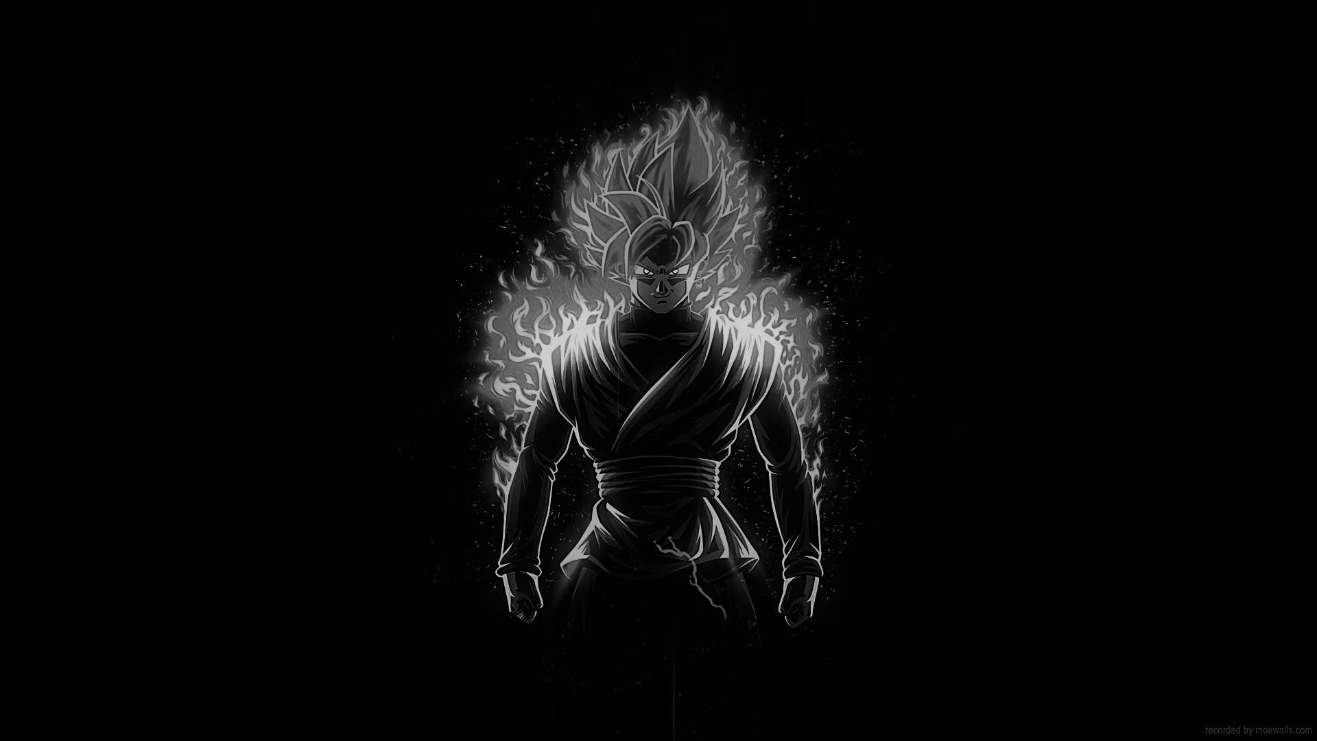 Goku Black, monochrome, spiky hair, Full HD Desktop Wallpaper