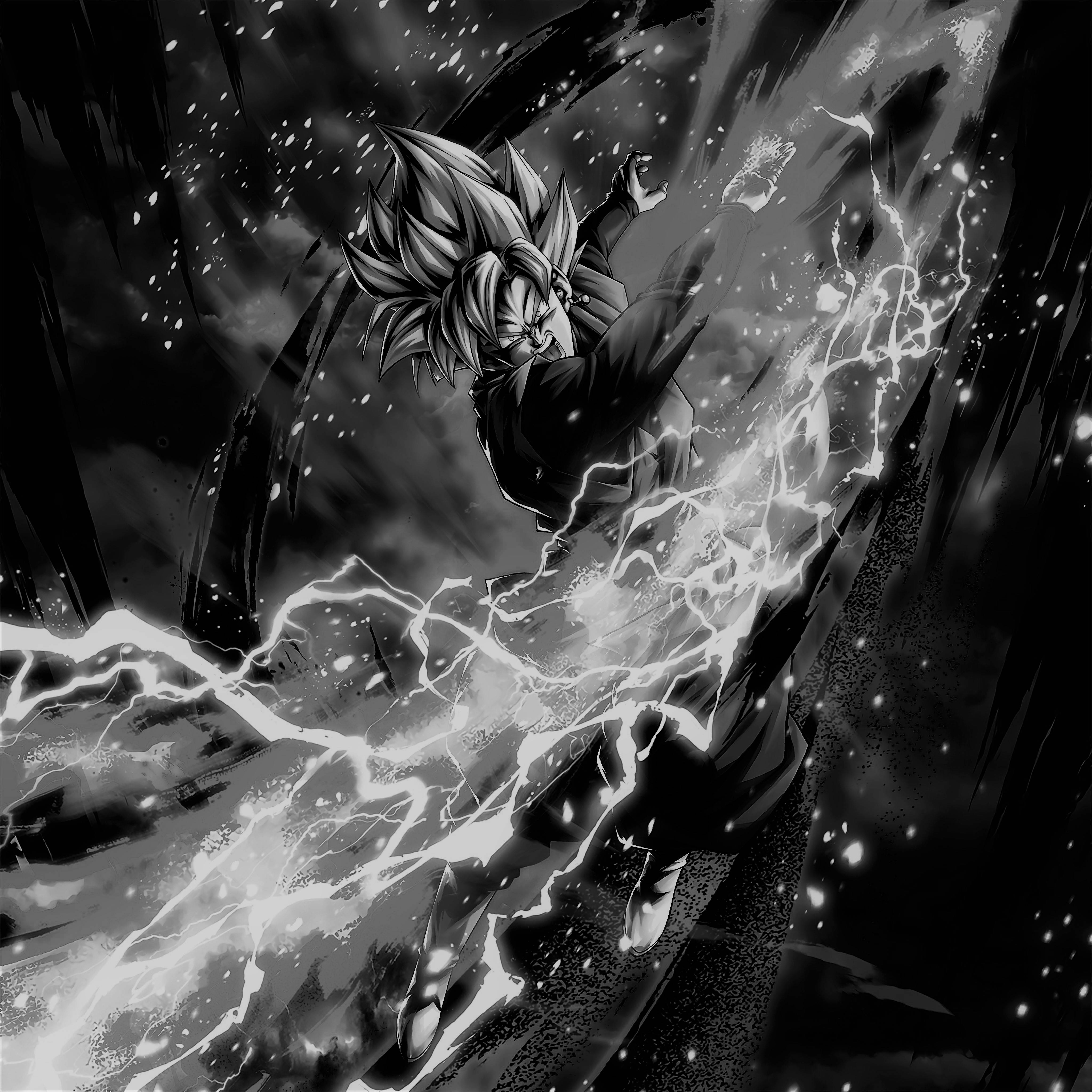 Goku, spiky-haired anime warrior, blinding lightning attack, 4K Desktop Wallpaper