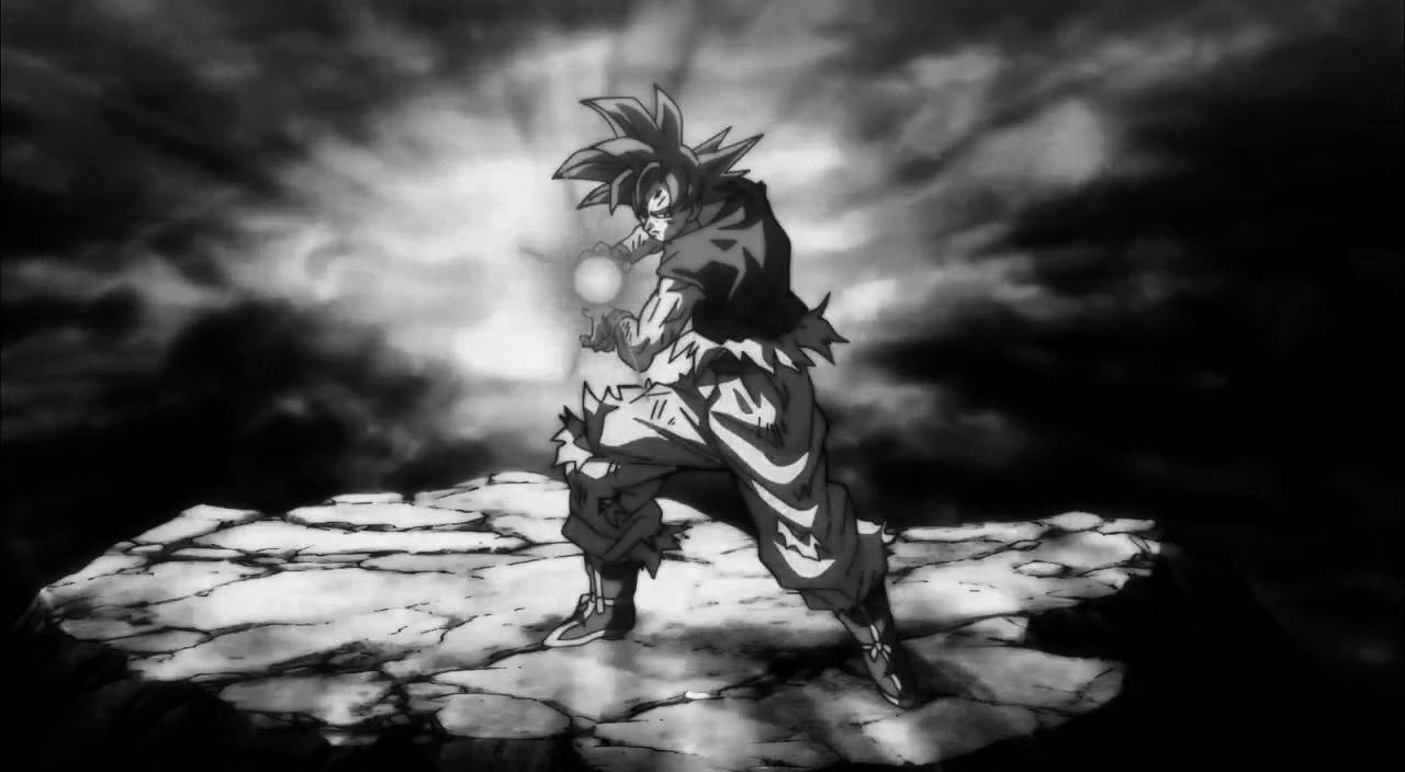Goku, black and white, cracked stone, HD Desktop Wallpaper