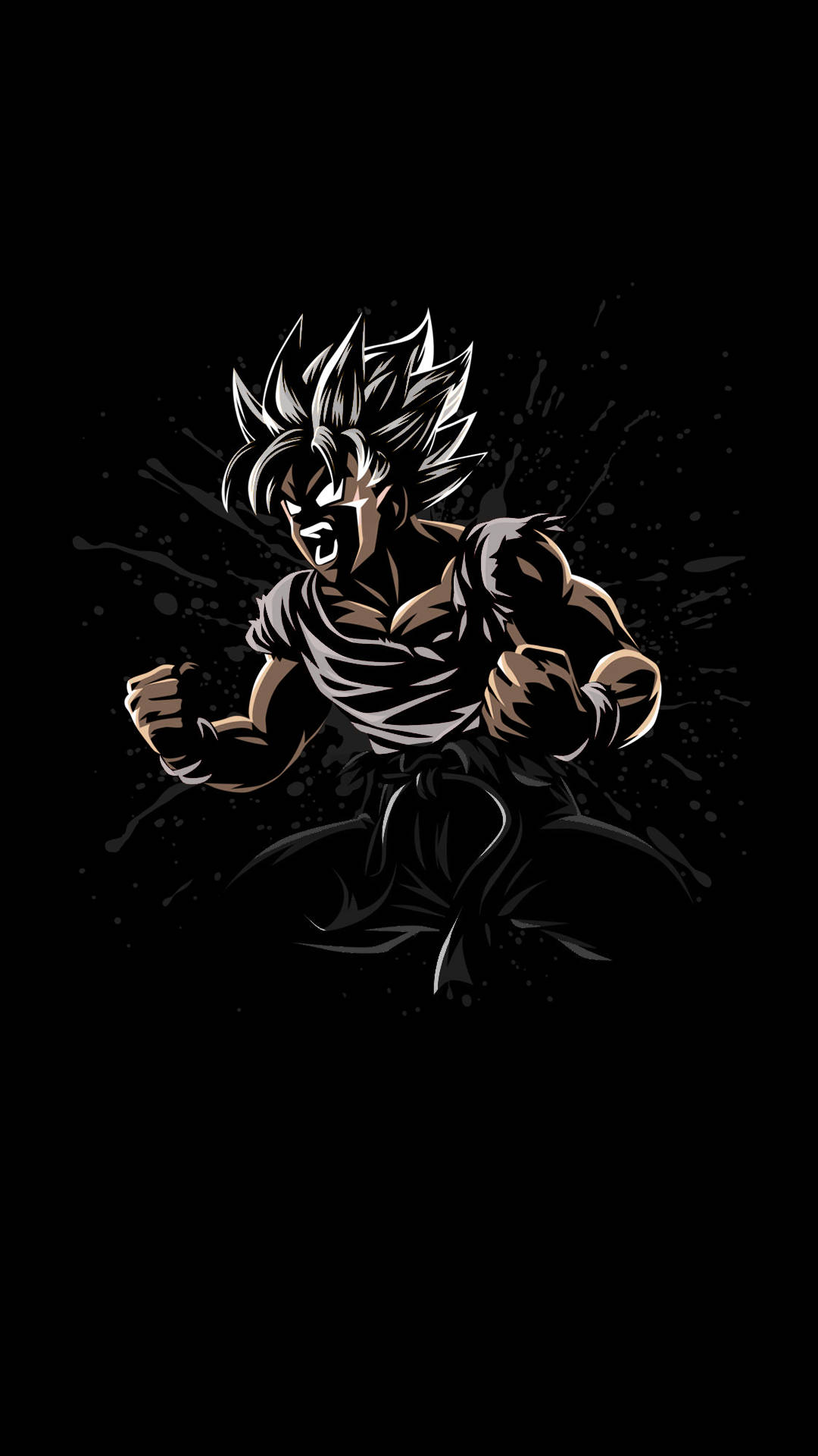 Goku Black and White, spiky hair, clenched fists, Full HD Phone Wallpaper