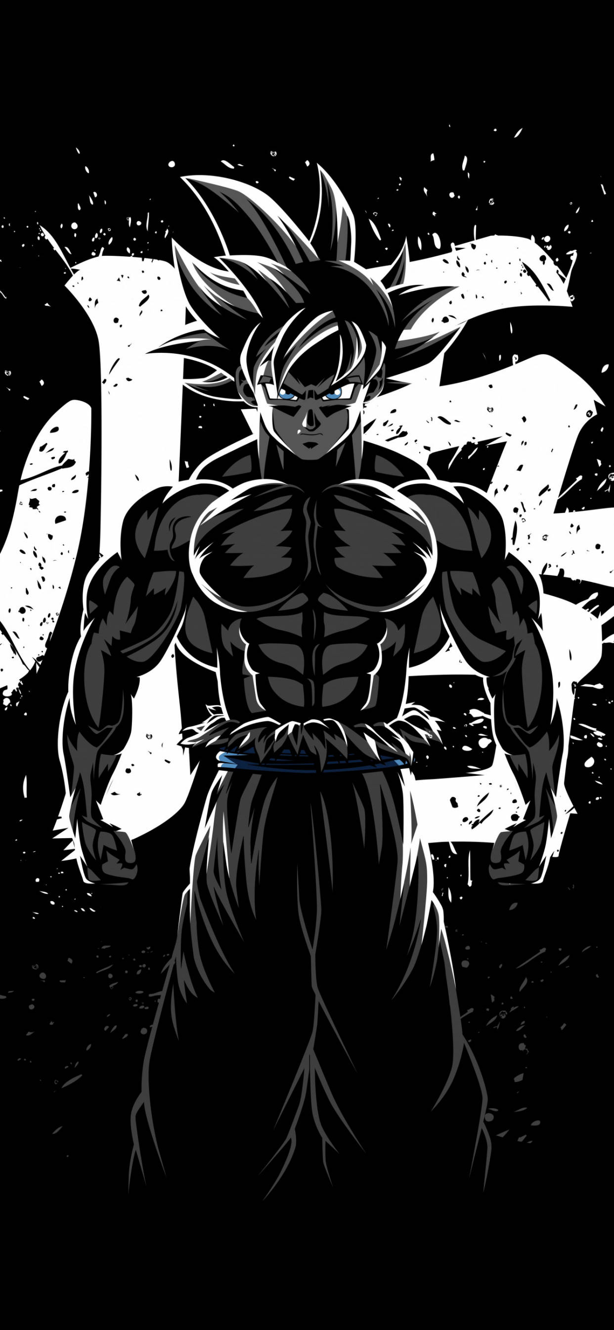 Goku, black and white, spiky hair, 2K Phone Wallpaper