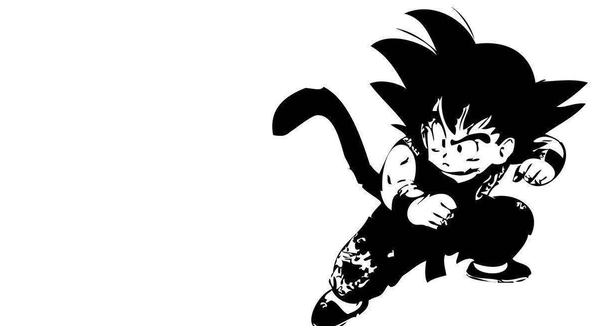 Goku Black, black and white, stylized anime character, SD Desktop Wallpaper