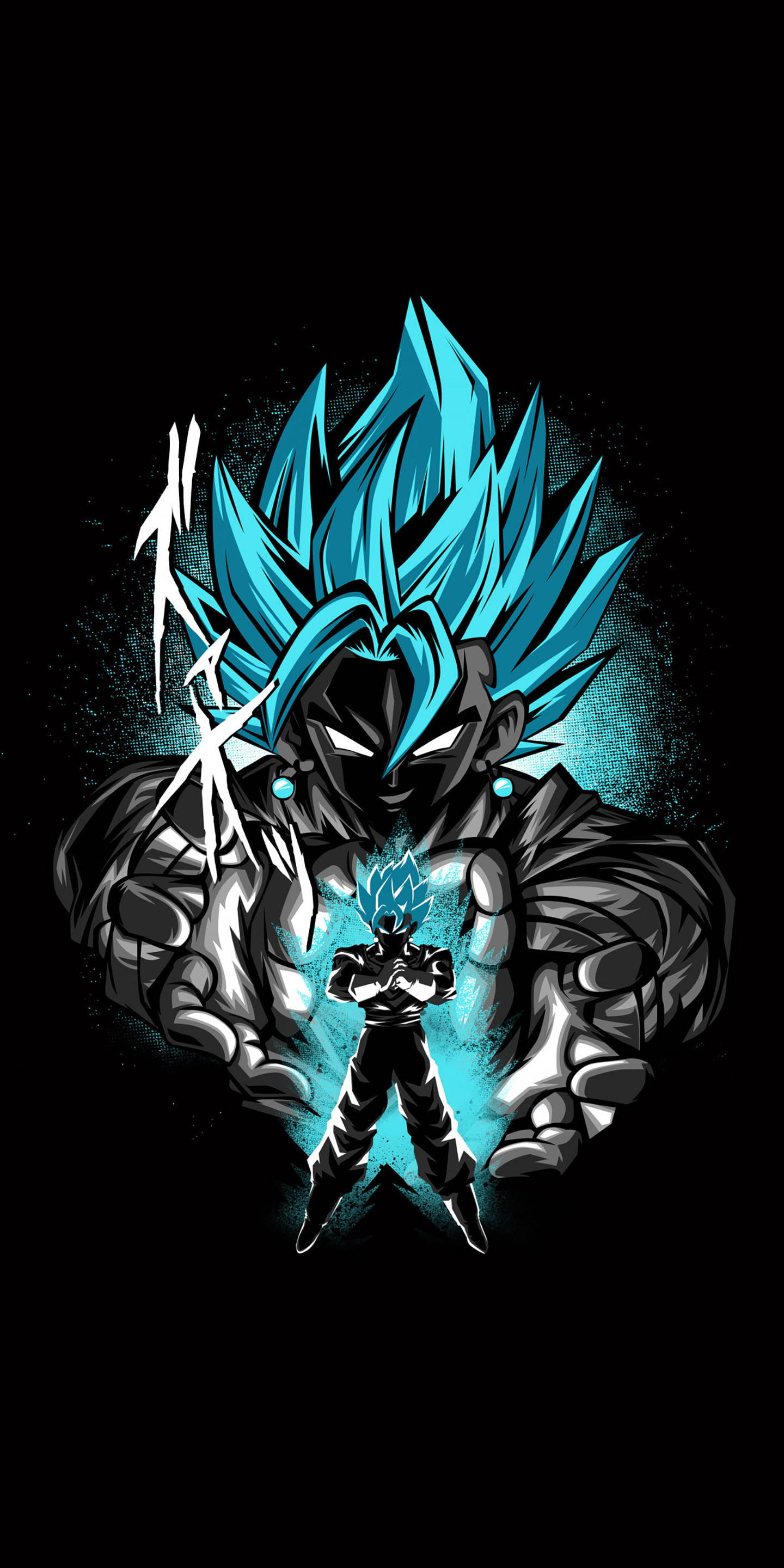 Goku Black, blue aura, spiked hair, 2K Phone Wallpaper