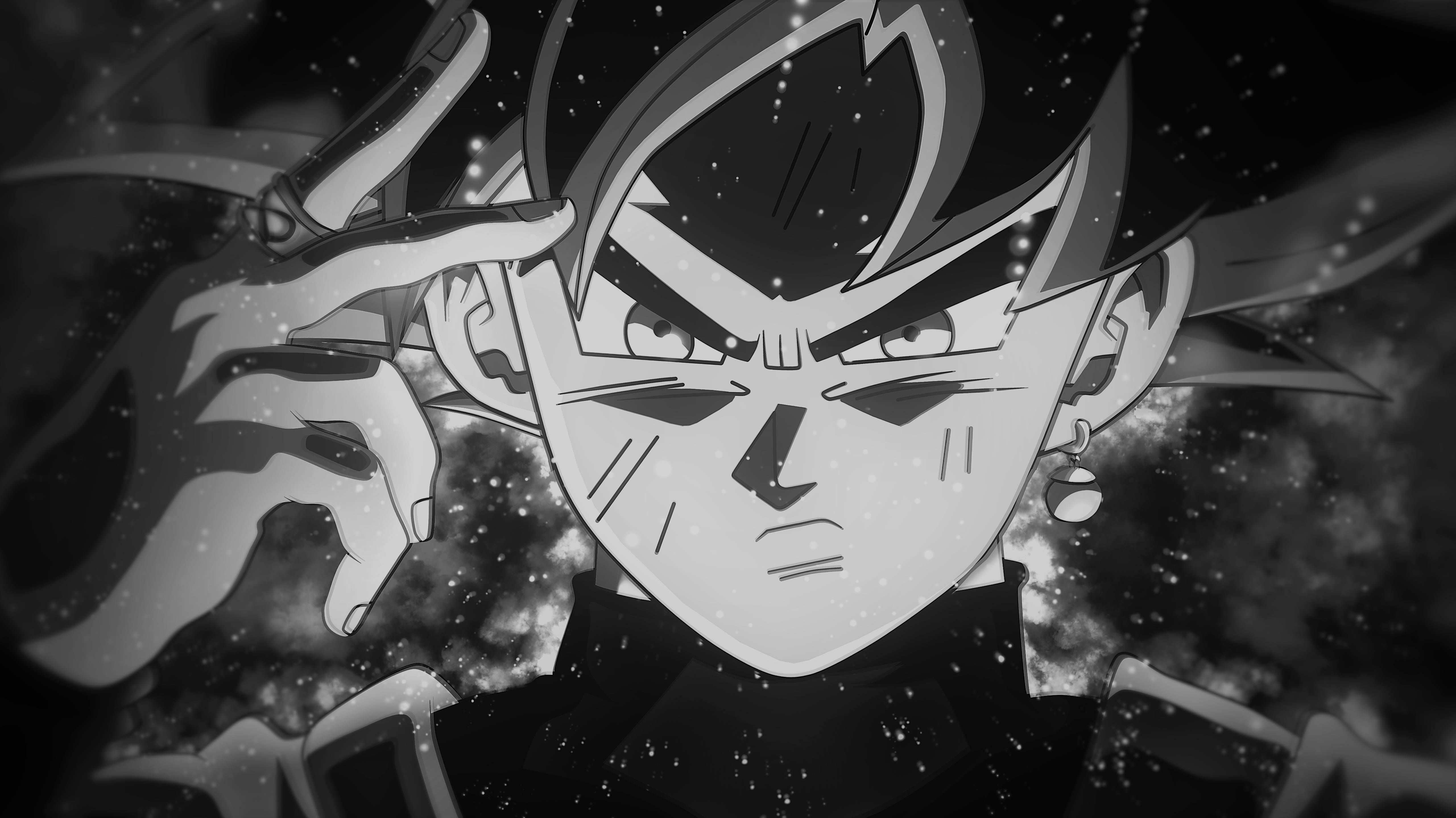 Goku Black, black and white anime character, spiky hair, 5K Desktop Wallpaper