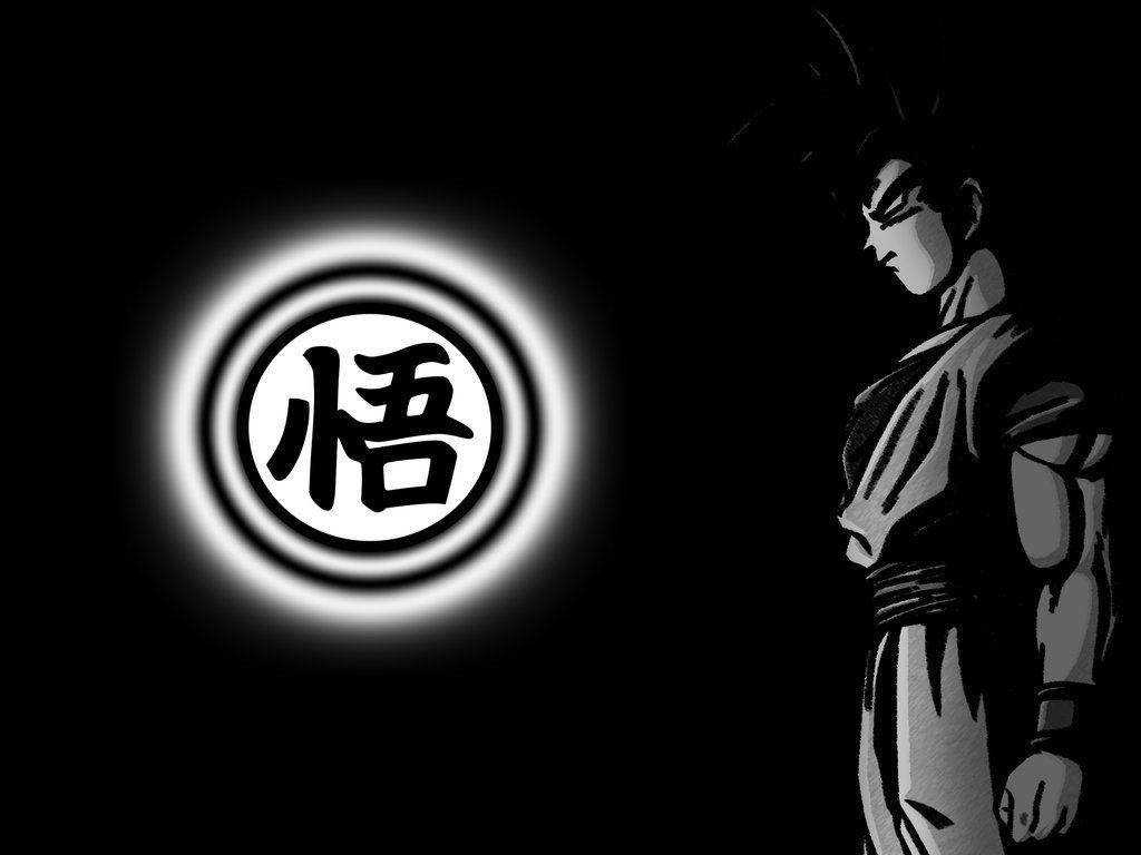 Black Goku, Japanese logo, kanji character, SD Desktop Wallpaper