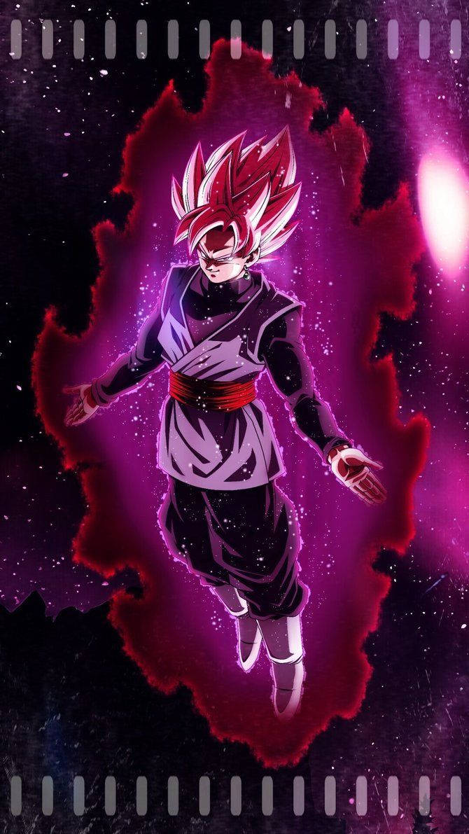 Black Goku, battle aura, red spiky hair, SD Phone Wallpaper