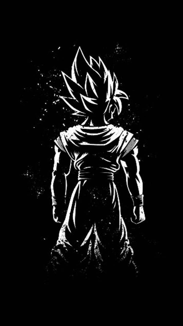 Monochrome Black Goku Phone, spiky-haired anime warrior, black background, HD Phone Wallpaper