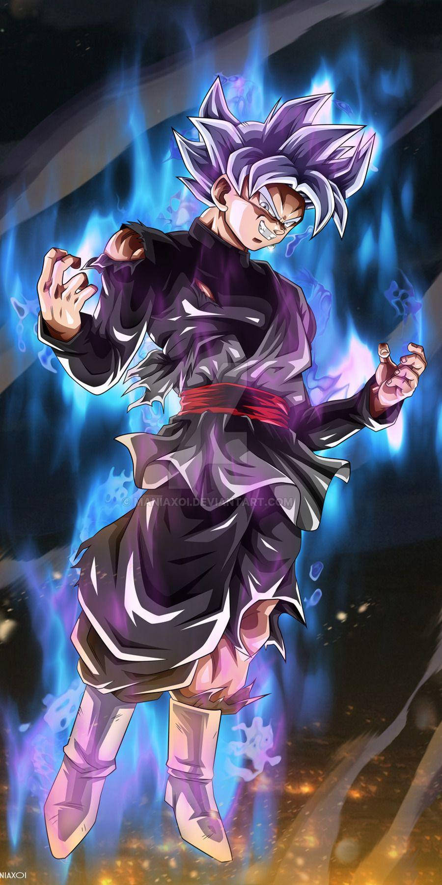 Goku Black, crackling blue energy, dark cosmic background, HD Phone Wallpaper