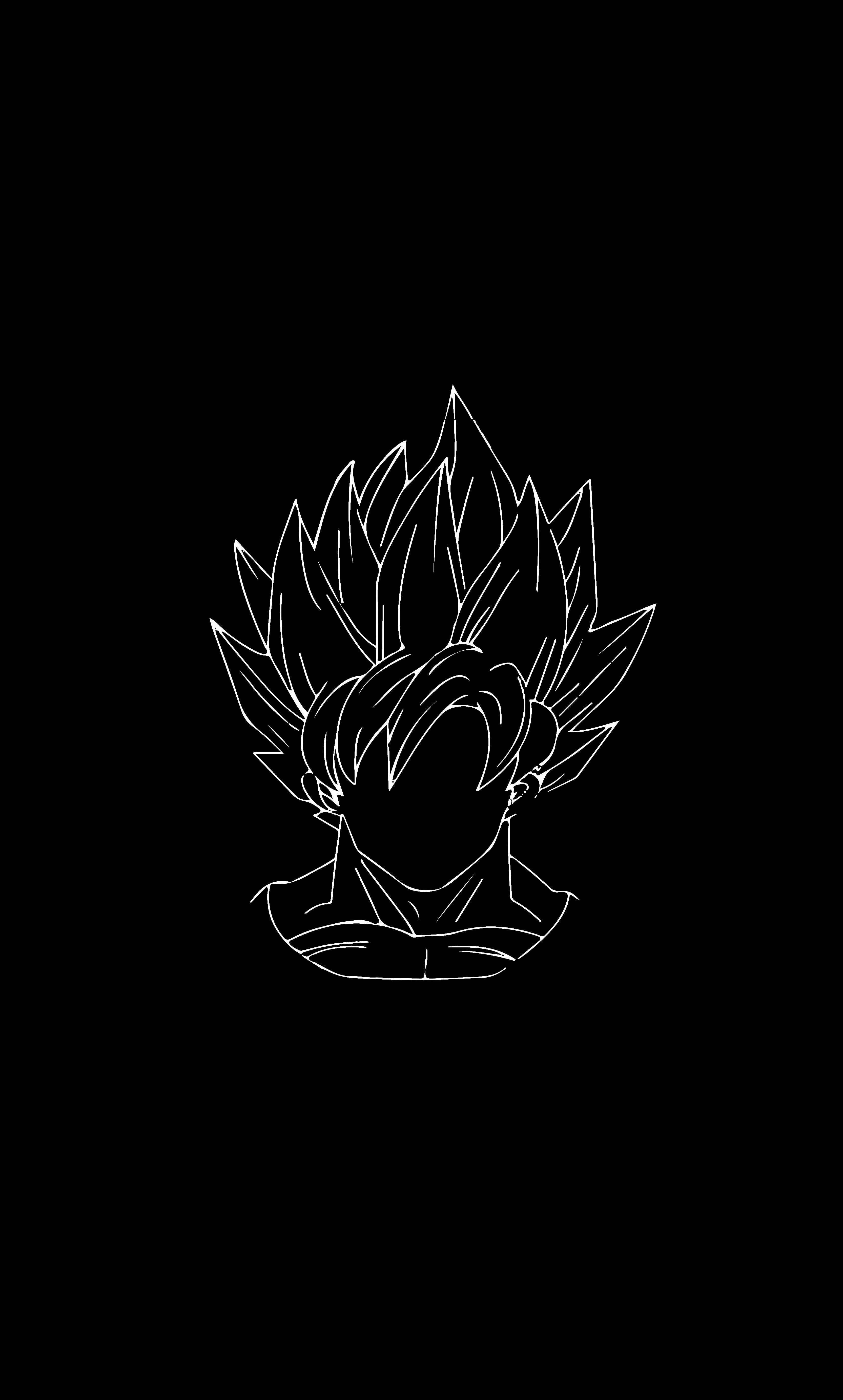 Goku, stencil illustration, white line art, 5K Phone Wallpaper