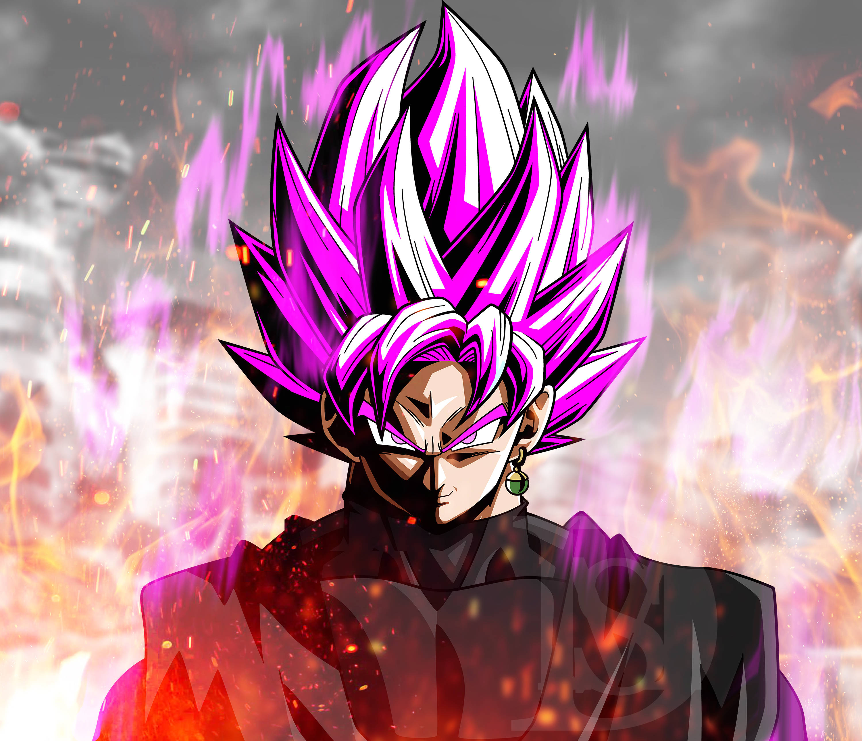 Goku Black, iPhone cover, spiky purple and white hair, 2K Desktop Wallpaper