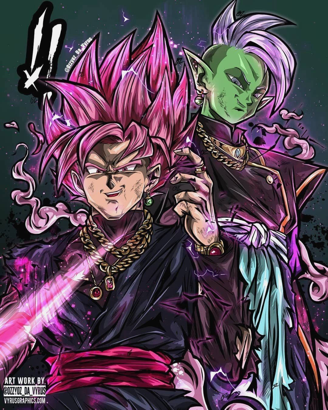 Goku Black, spiky pink and purple hair, dark cosmic backdrop, HD Phone Wallpaper