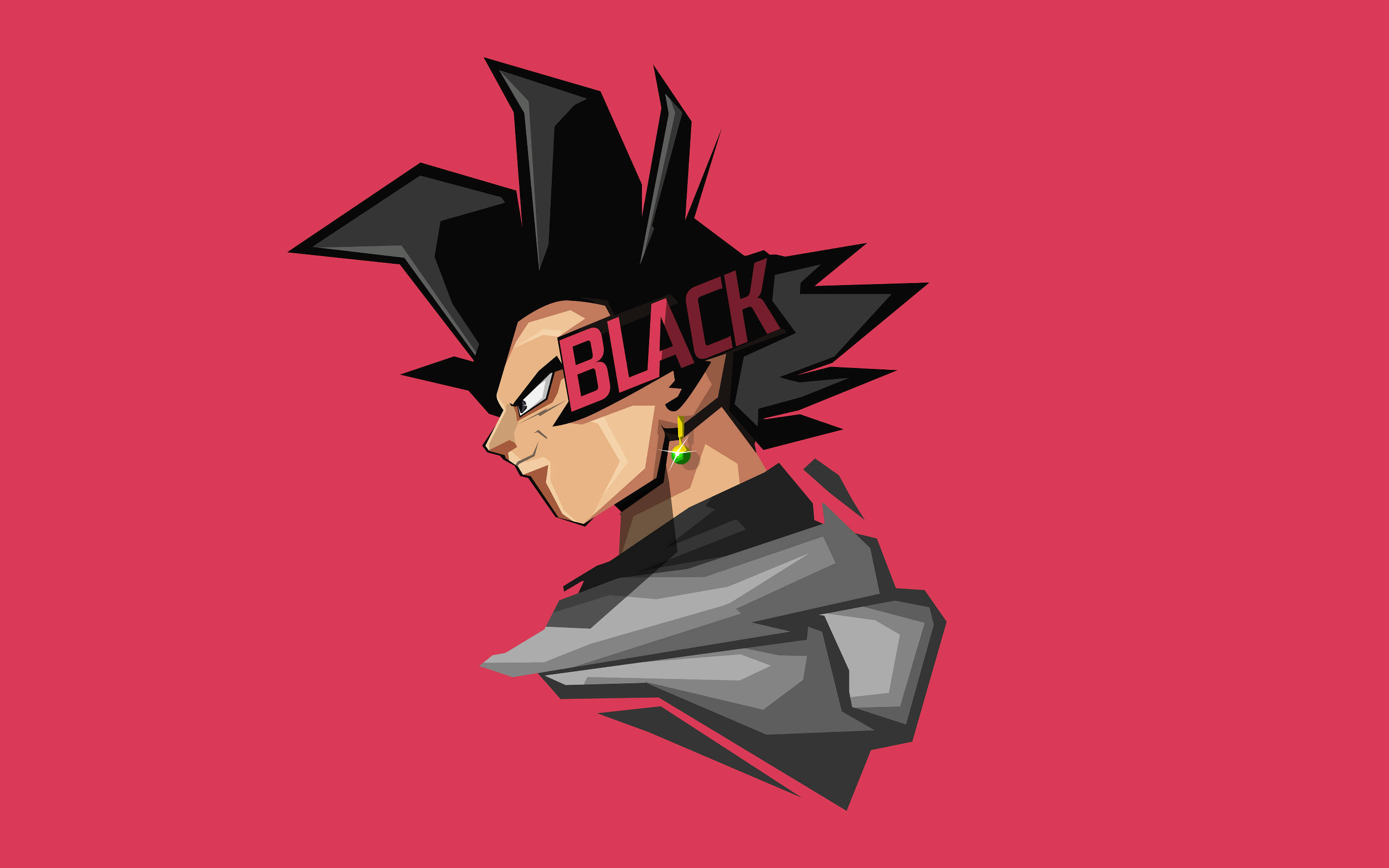 Goku Black, pink background, black spiky hair, 2K Desktop Wallpaper