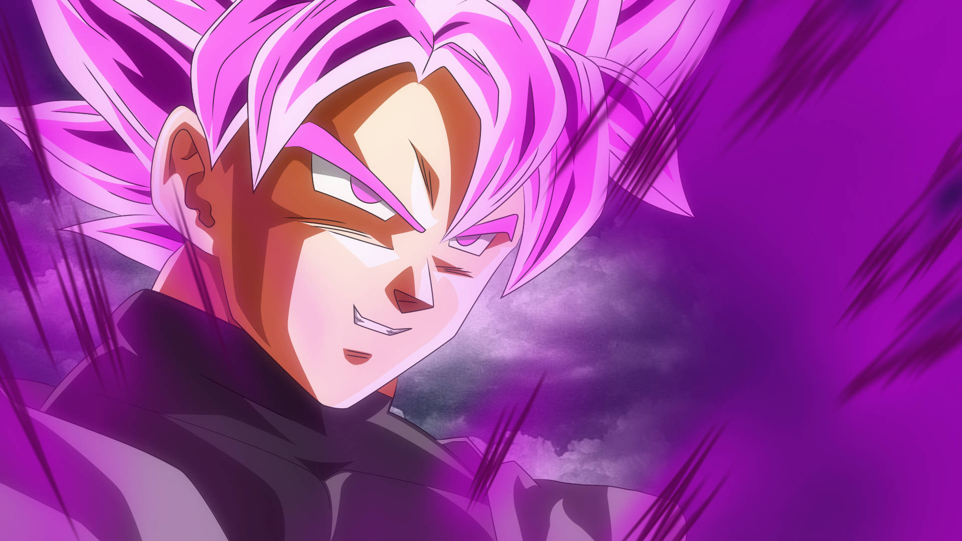 Goku Black, spiky pink hair, intense eyes, Full HD Desktop Wallpaper