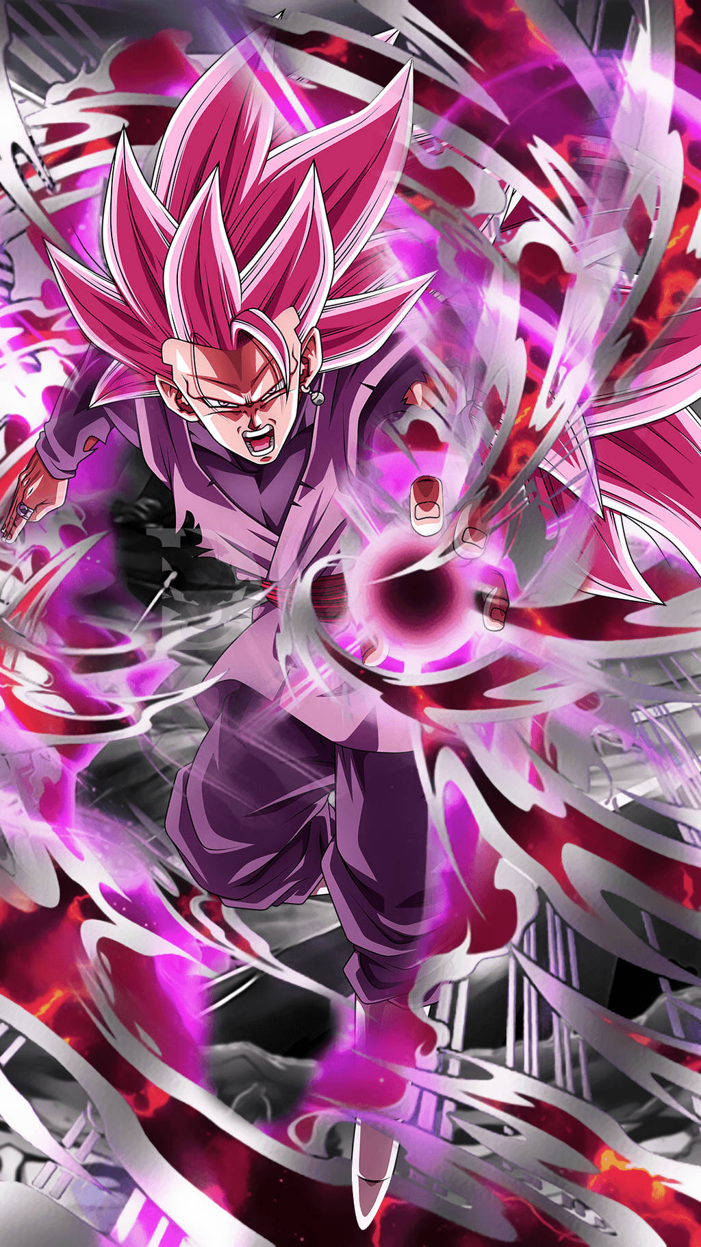 Goku Black, pink hair, glowing purple energy sphere, HD Phone Wallpaper