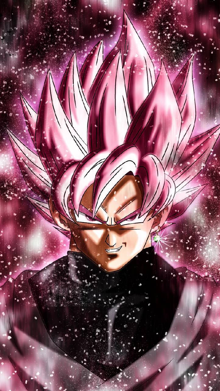 Rose Goku Black, spiky pink hair, glowing eyes, HD Phone Wallpaper