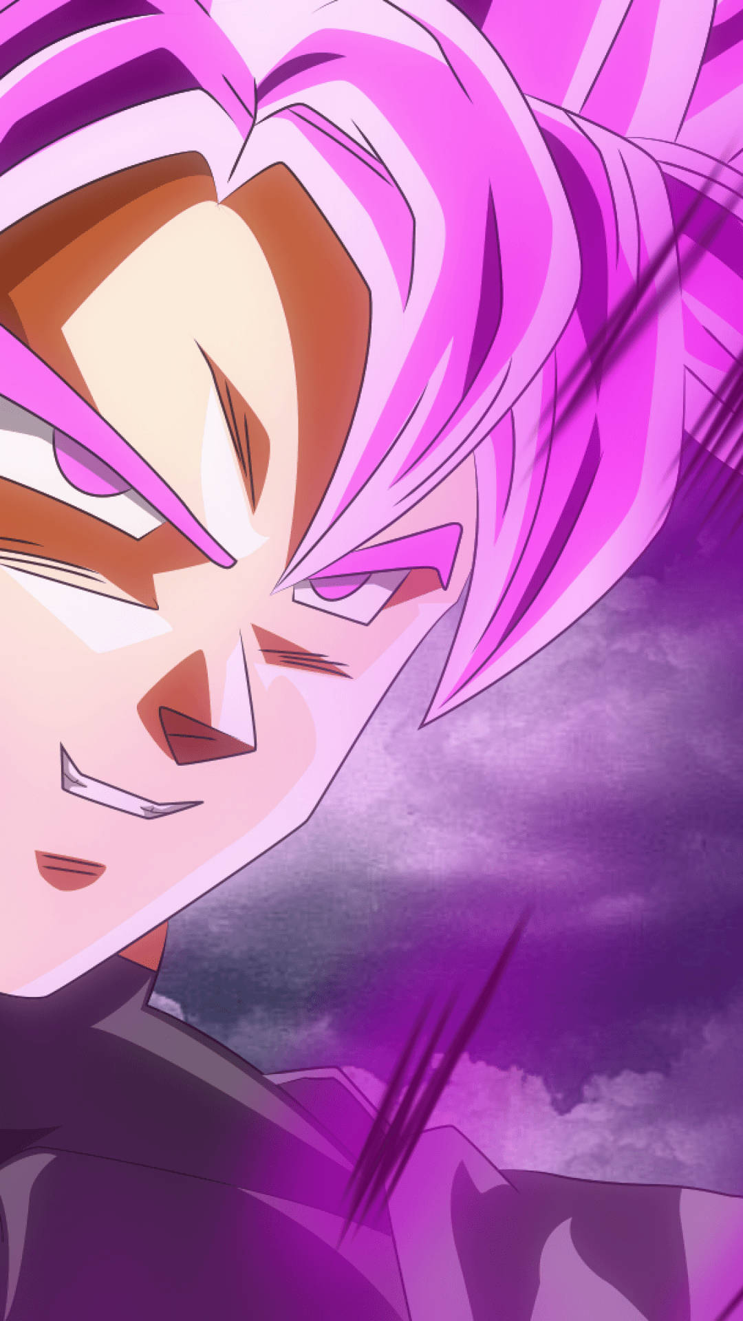 Goku Black, spiky pink hair, intense purple eyes, Full HD Phone Wallpaper