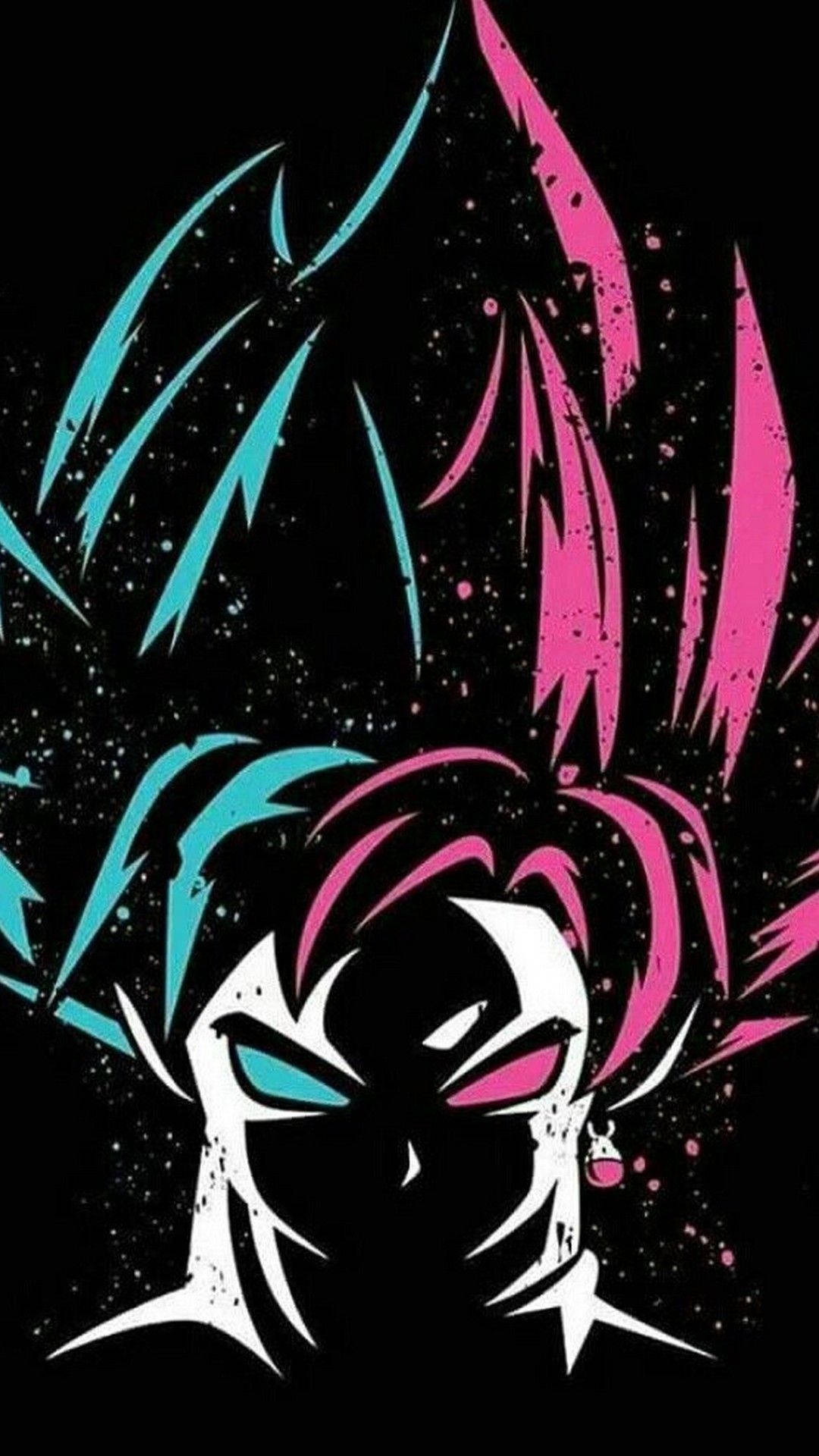 Goku Black, blue and pink hair, glowing eyes, Full HD Phone Wallpaper