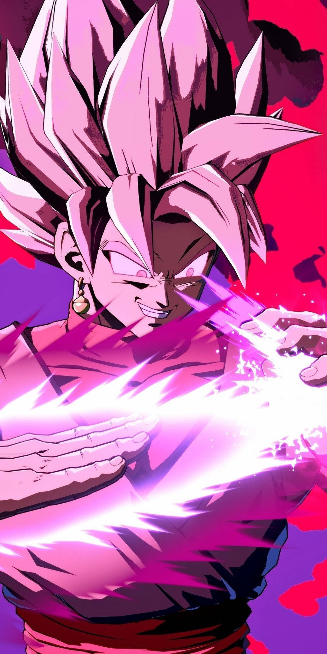 Goku Black, spiky pink hair, glowing pink energy, Full HD Phone Wallpaper