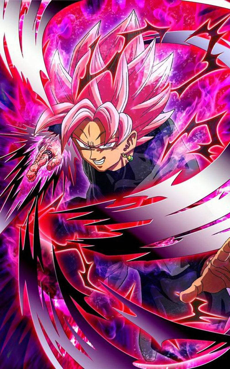 Black Goku, spiky pink hair, glowing aura, HD Phone Wallpaper