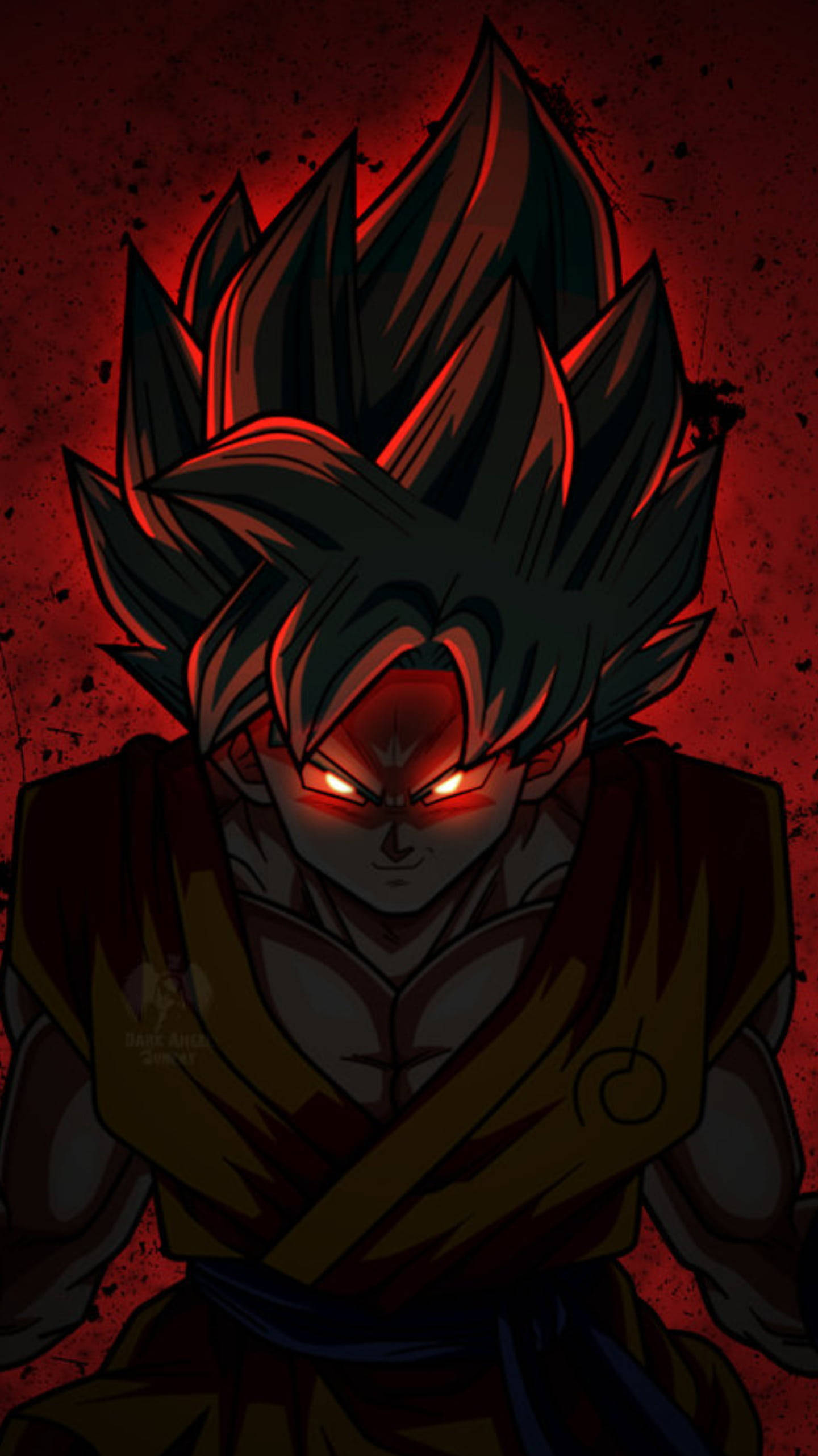 Goku Black, evil red, glowing red eyes, 2K Phone Wallpaper