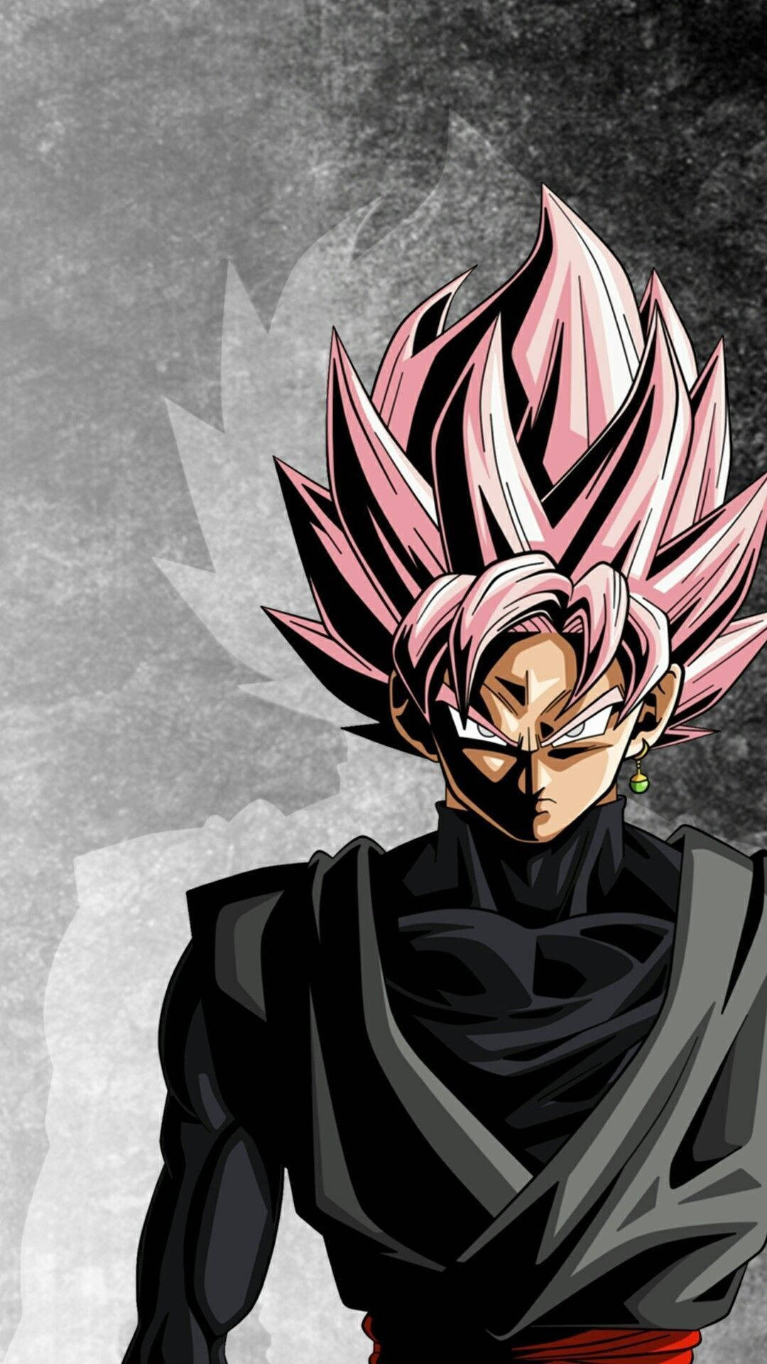 Black Goku, spiky pink and black hair, glowing eyes, Full HD Phone Wallpaper