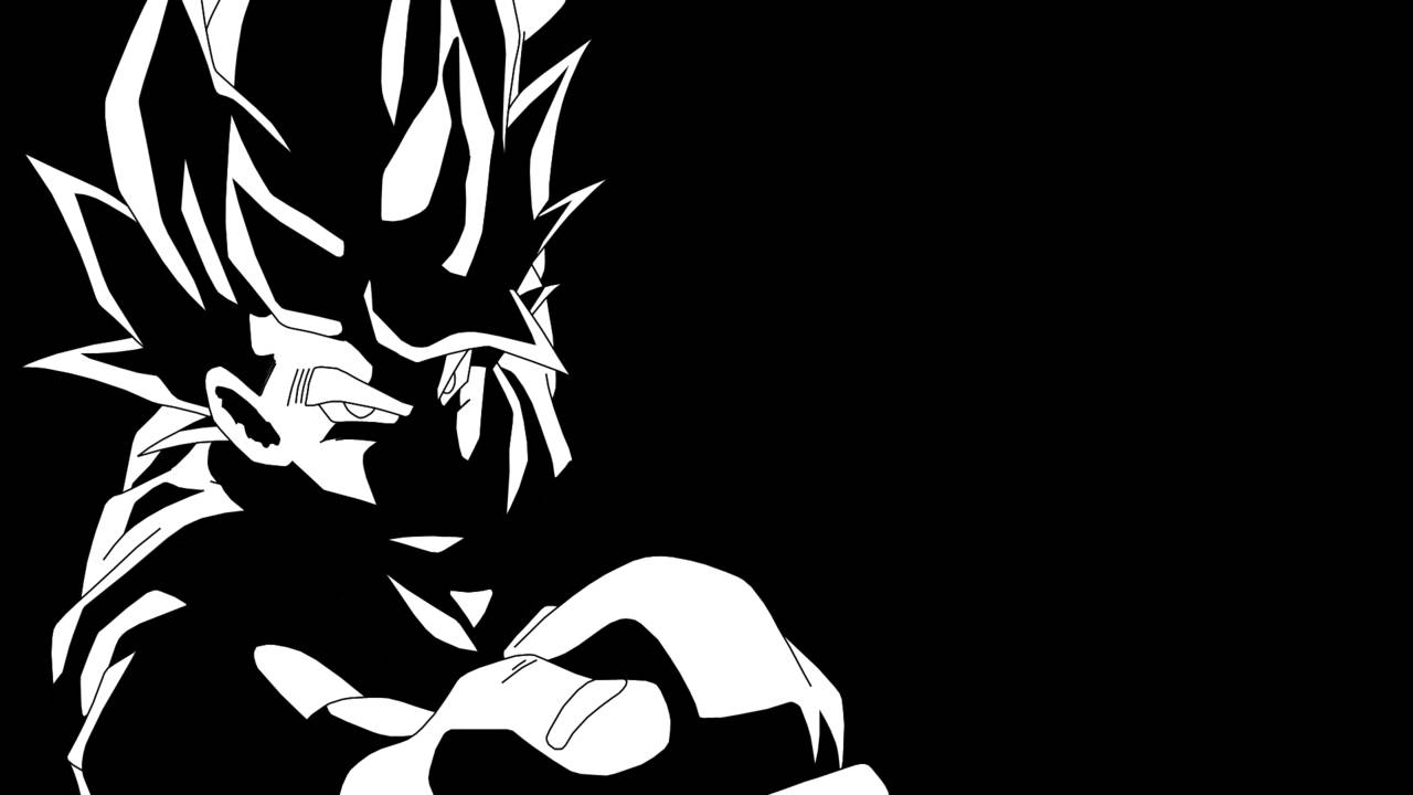 Goku Black, black and white anime silhouette, spiky-haired warrior, HD Desktop Wallpaper