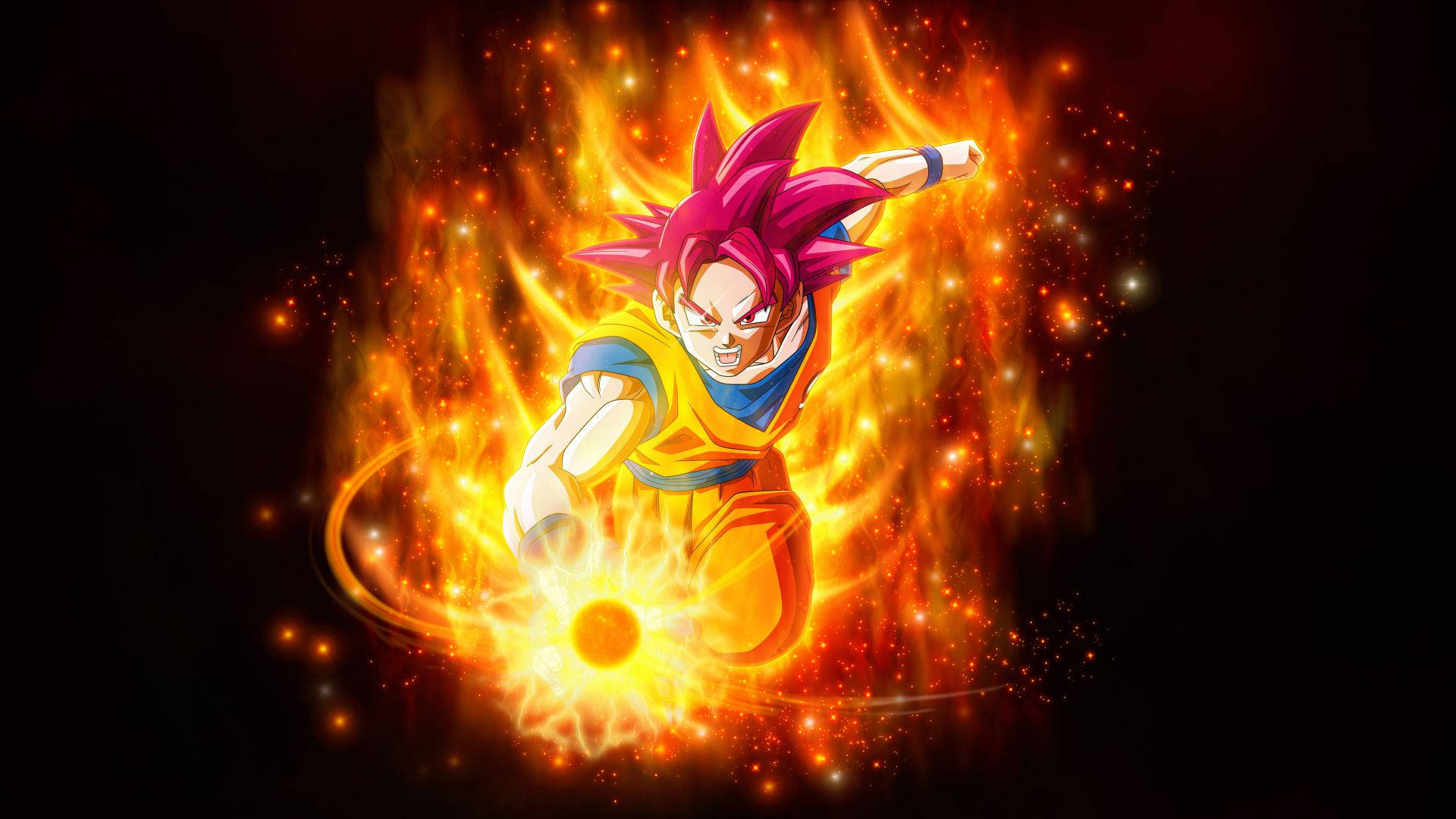 Goku, Dragon Ball Super, fiery, Full HD Desktop Wallpaper