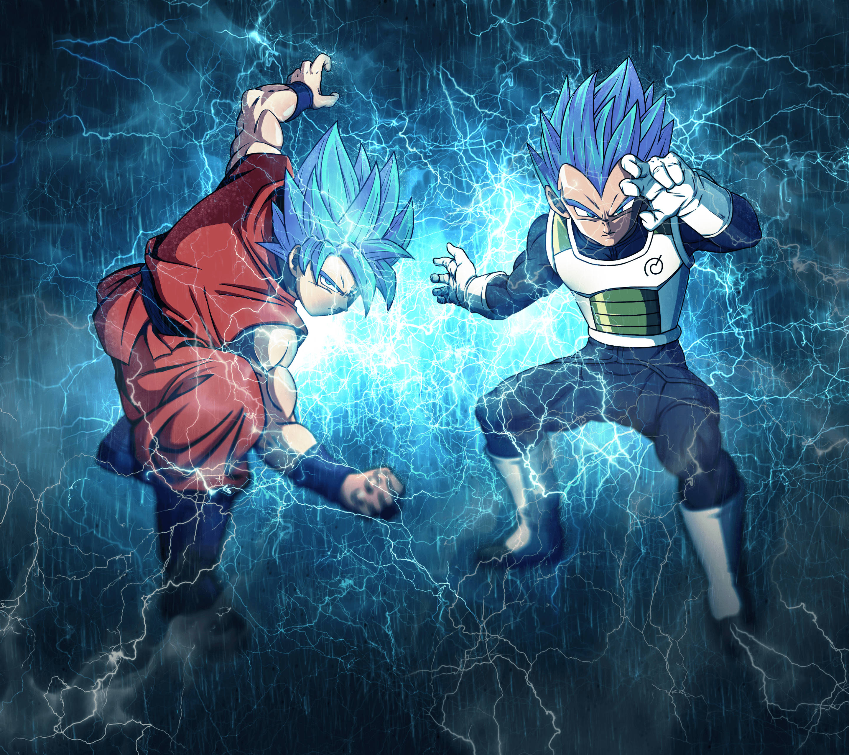 Goku, Dragon Ball Super, blue-haired, 2K Desktop Wallpaper