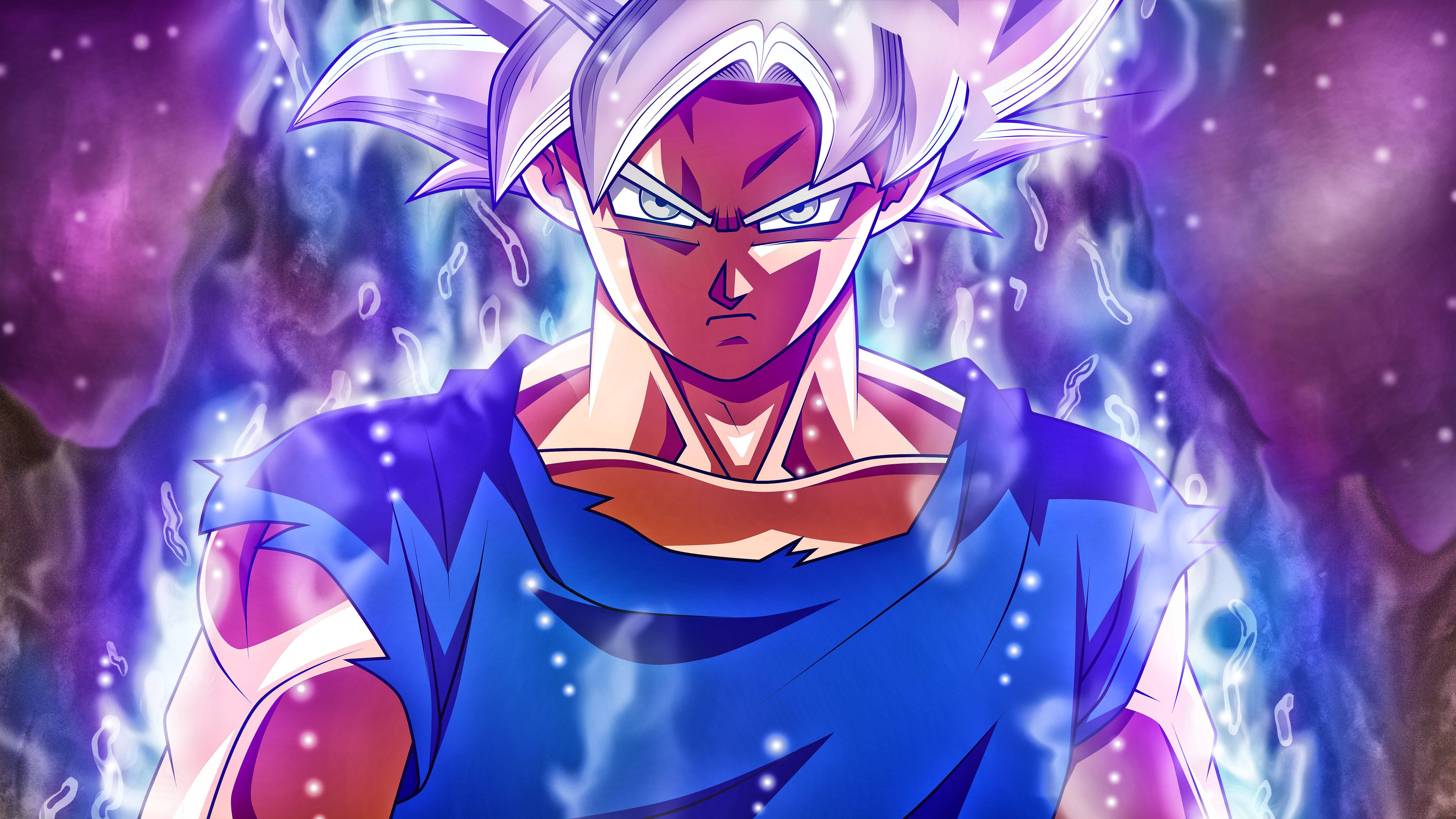 Goku, Dragon Ball Super, spiky white hair, 5K Desktop Wallpaper