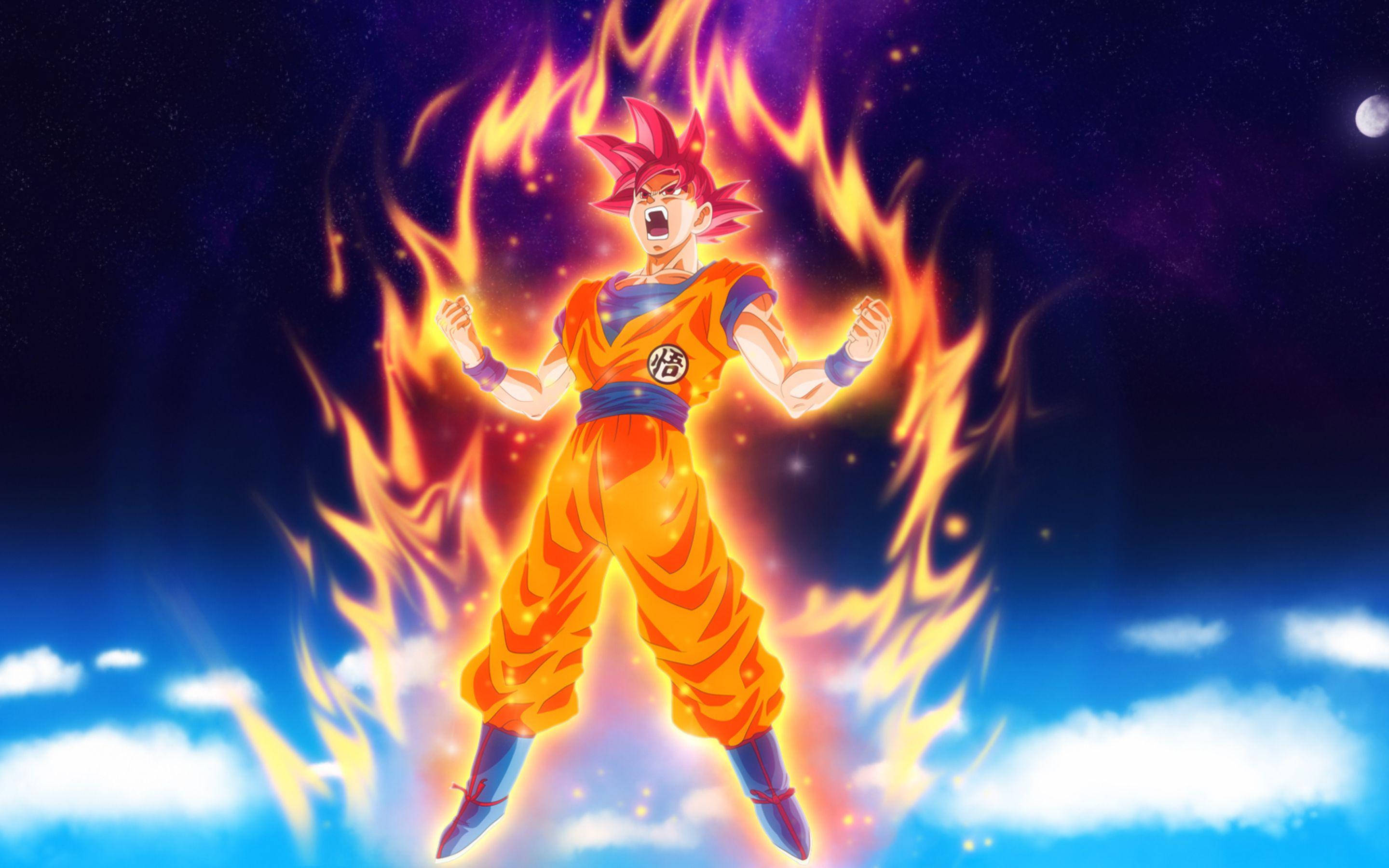 Goku, Dragon Ball Super, fiery-haired, 2K Desktop Wallpaper