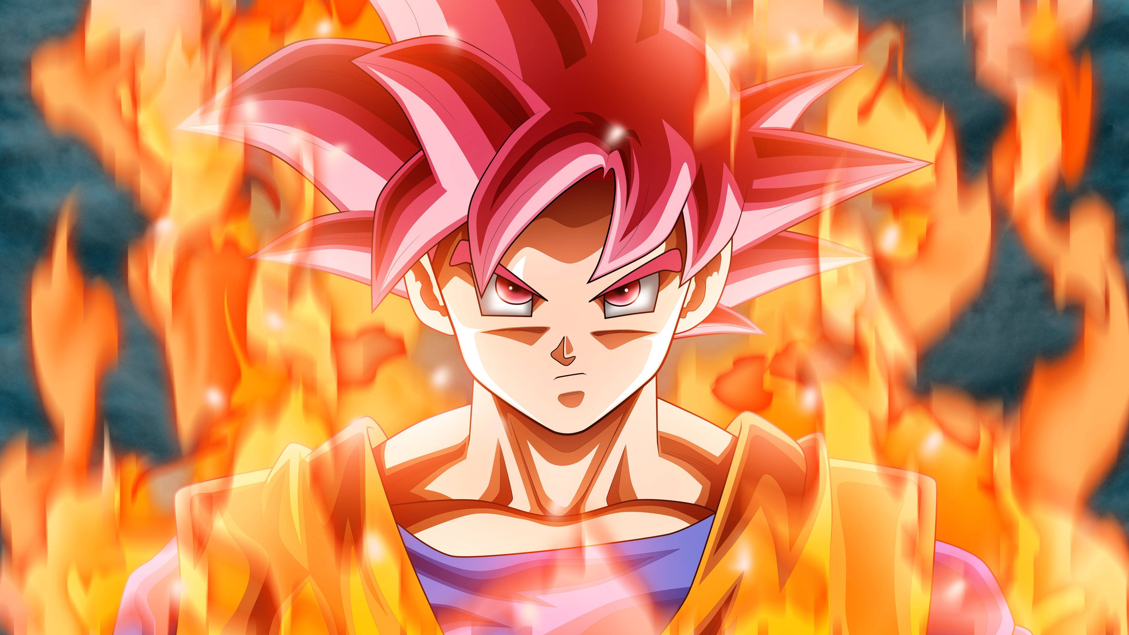 Goku, Dragon Ball Super, spiky pink hair, 4K Desktop Wallpaper