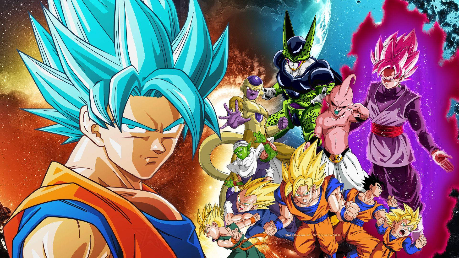 Goku, Dragon Ball Super, cosmic backgrounds, Full HD Desktop Wallpaper