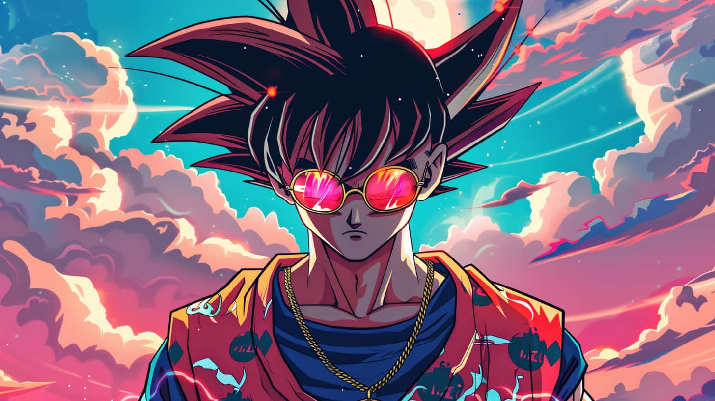 Goku, sunglasses, pink sunglasses, HD Desktop Wallpaper
