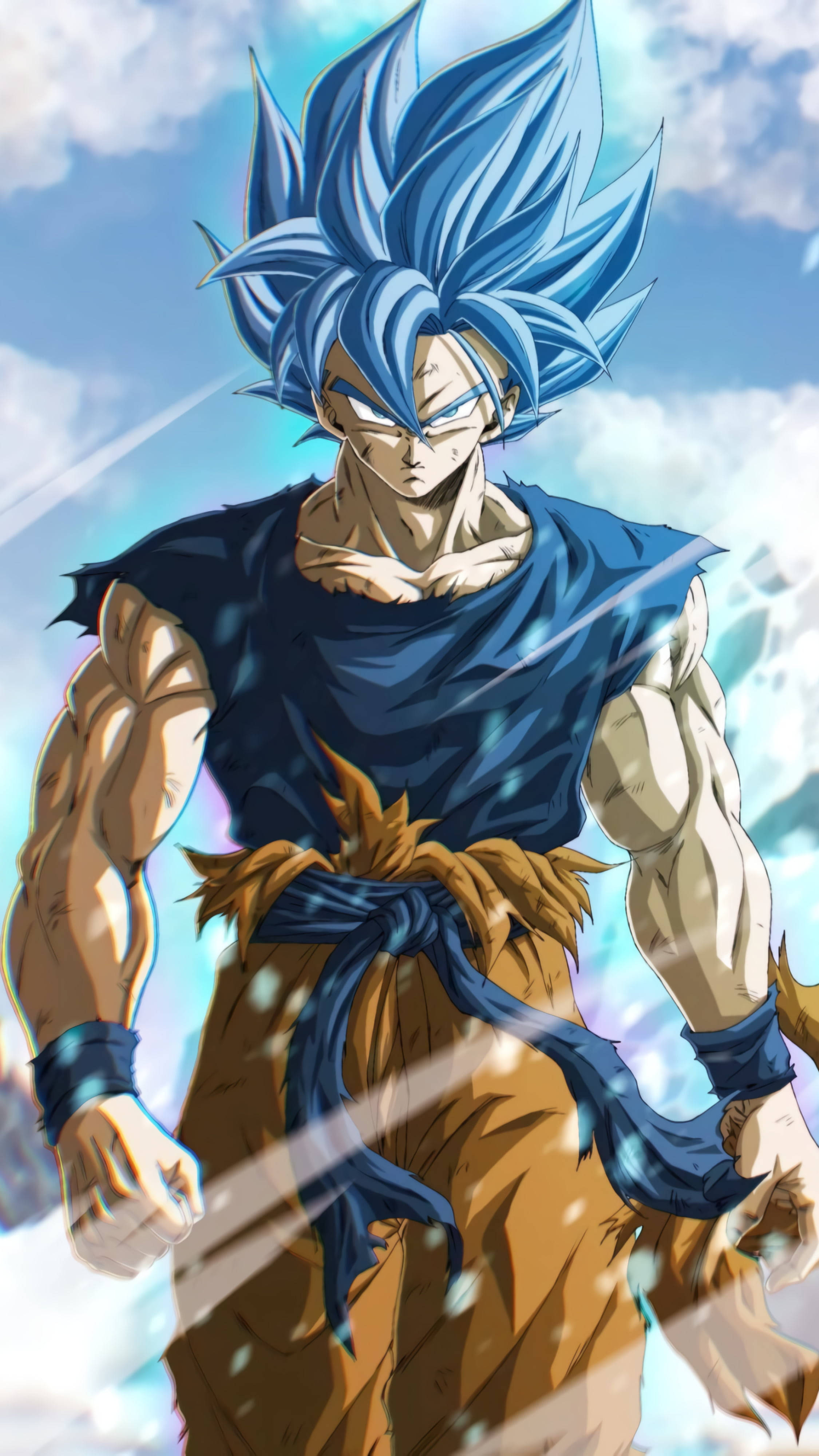 Goku, blue hair, blue top, 4K Phone Wallpaper