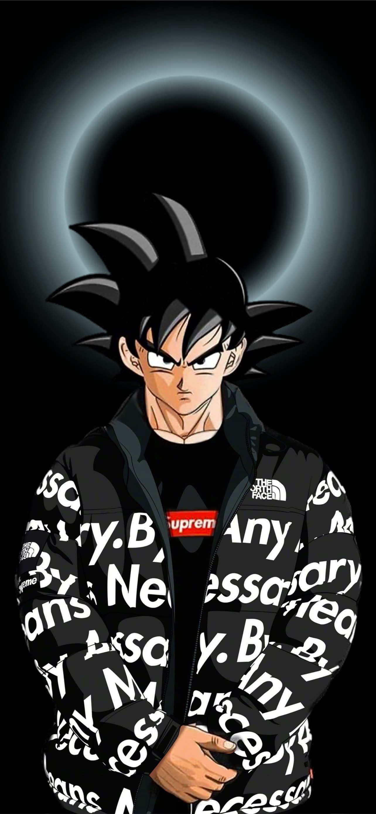 Goku, black hoodie, white text, 2K Phone Wallpaper