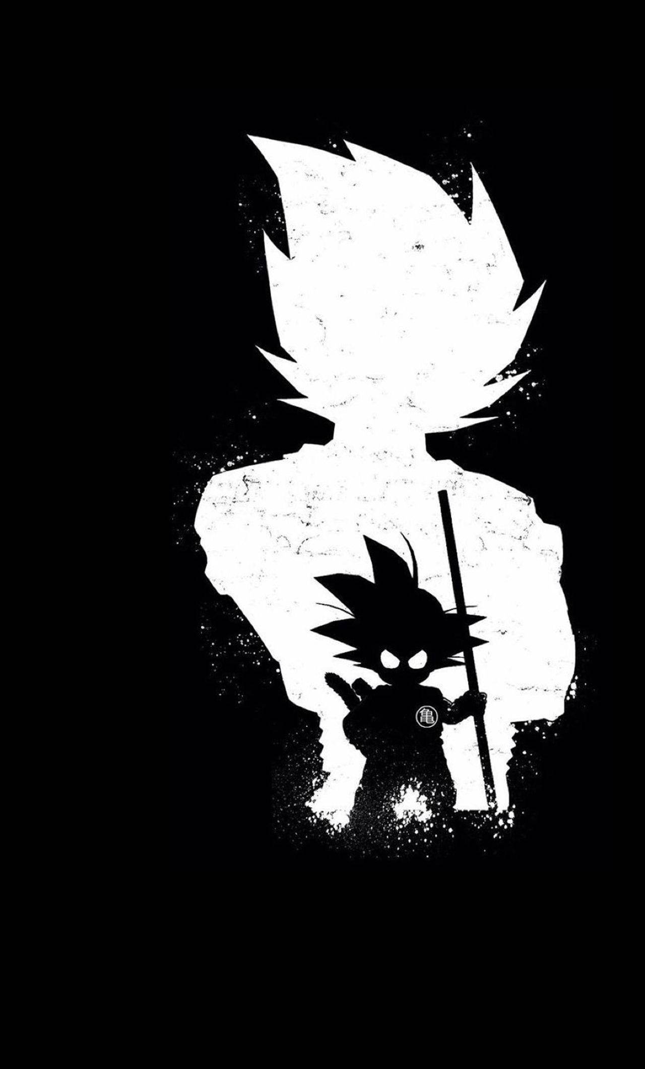 Goku, silhouette, black and white aesthetic, Full HD Phone Wallpaper