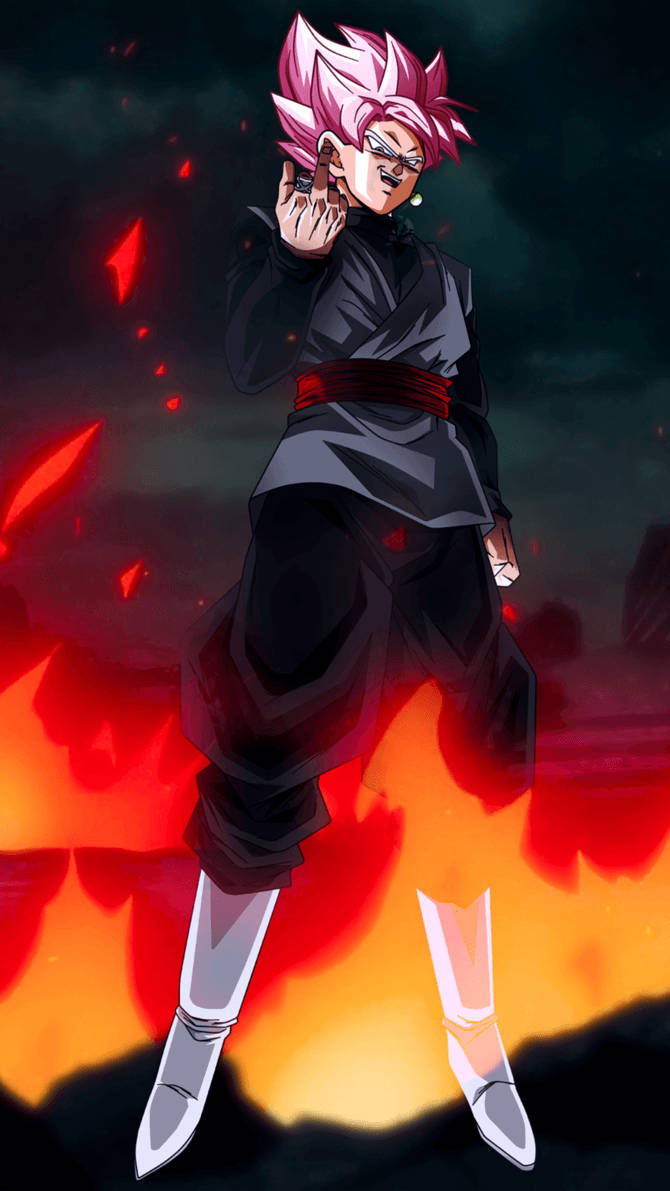 Goku, black armor, fiery red flames, SD Phone Wallpaper