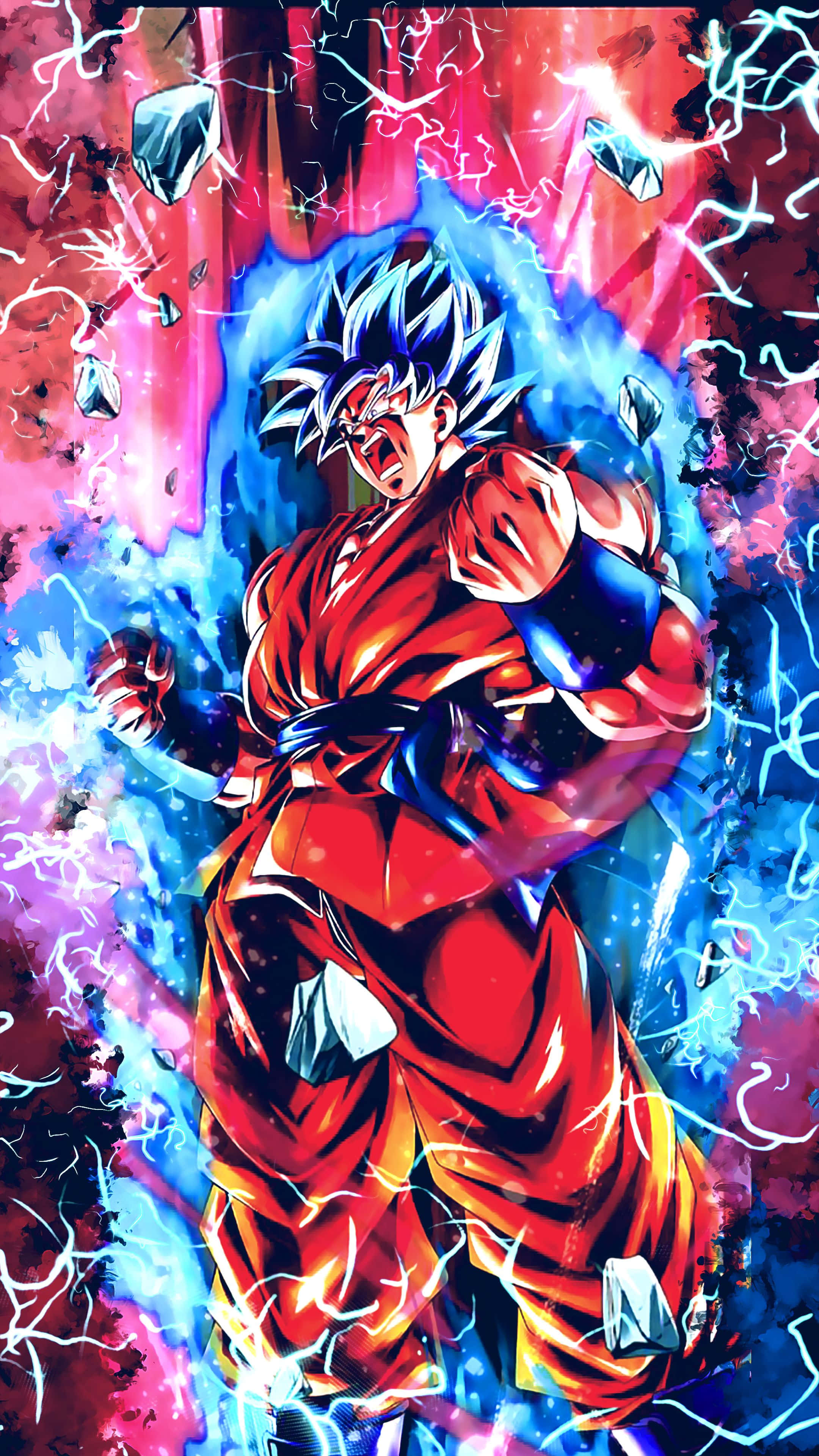 Goku Kaioken, red gi, electric energy, 4K Phone Wallpaper