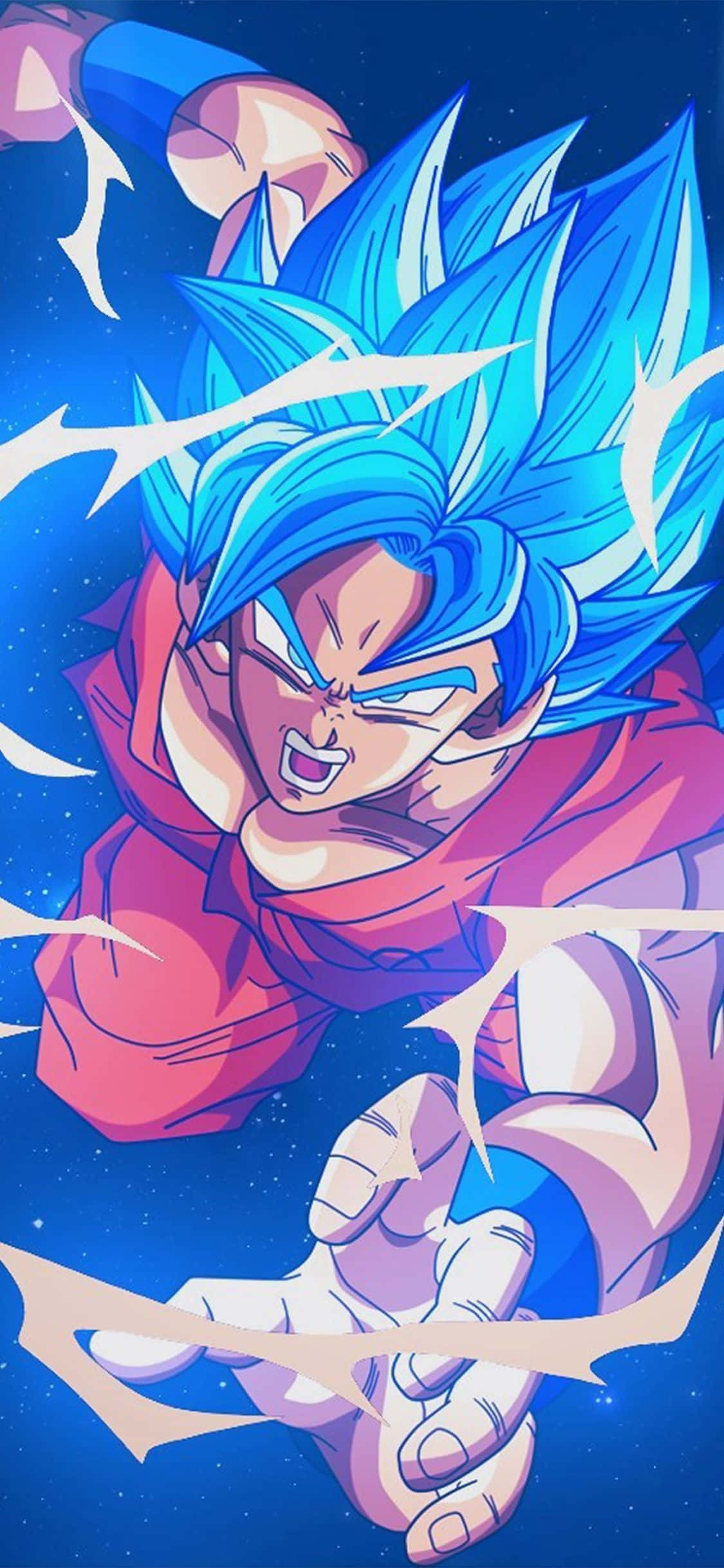 Goku Kaioken, spiky blue hair, red gi, Full HD Phone Wallpaper