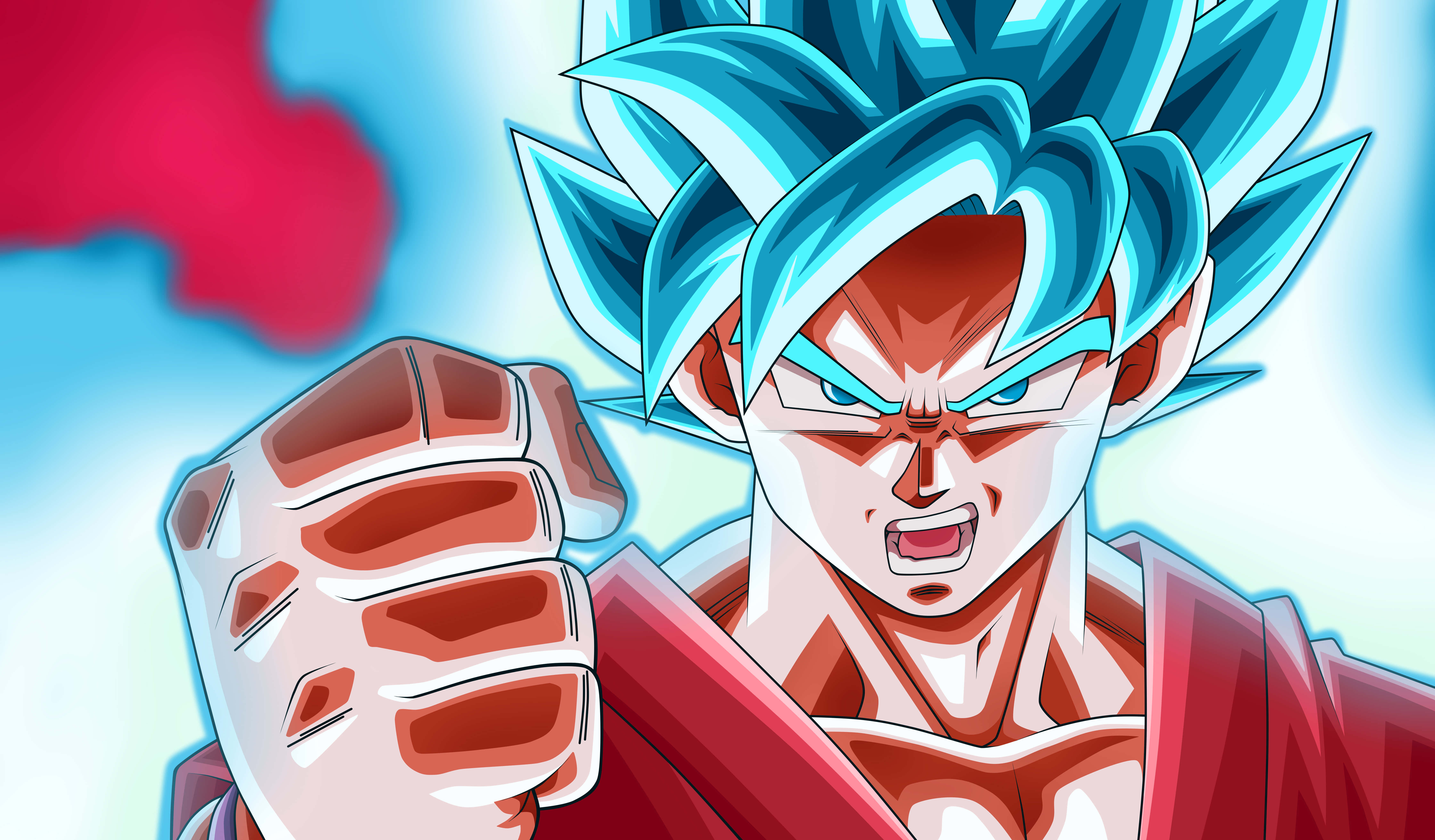Goku, Kaioken, spiky blue hair, 5K Desktop Wallpaper