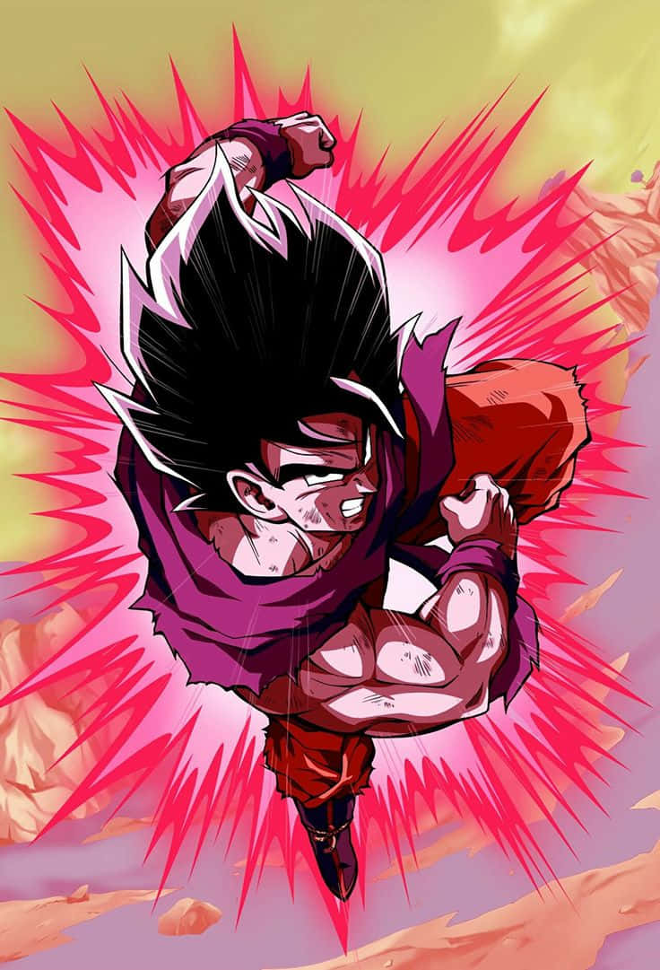 Goku, Kaioken, red energy bursts, SD Phone Wallpaper