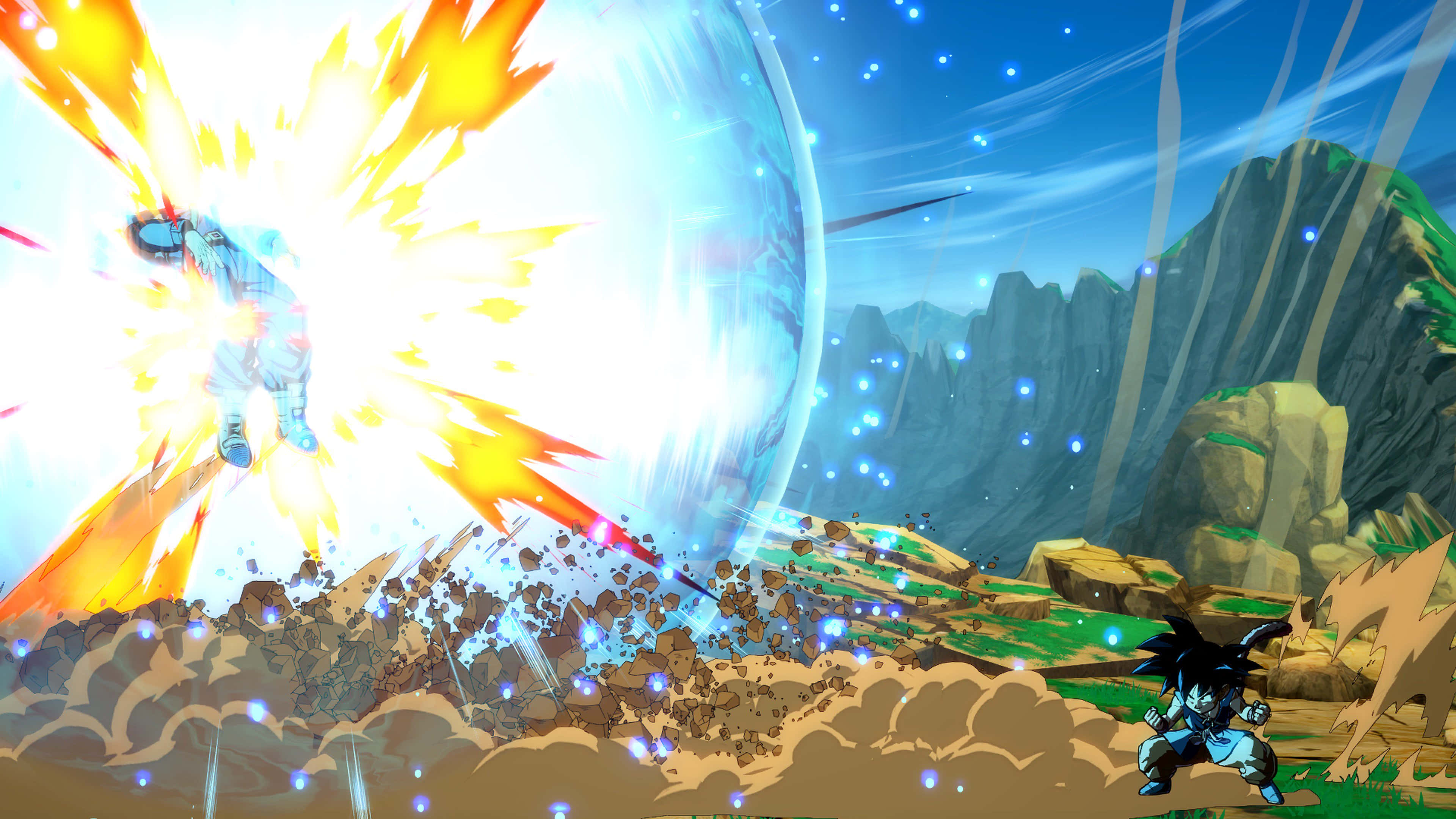 Goku, Spirit Bomb Sword, fiery energy blast, 4K Desktop Wallpaper